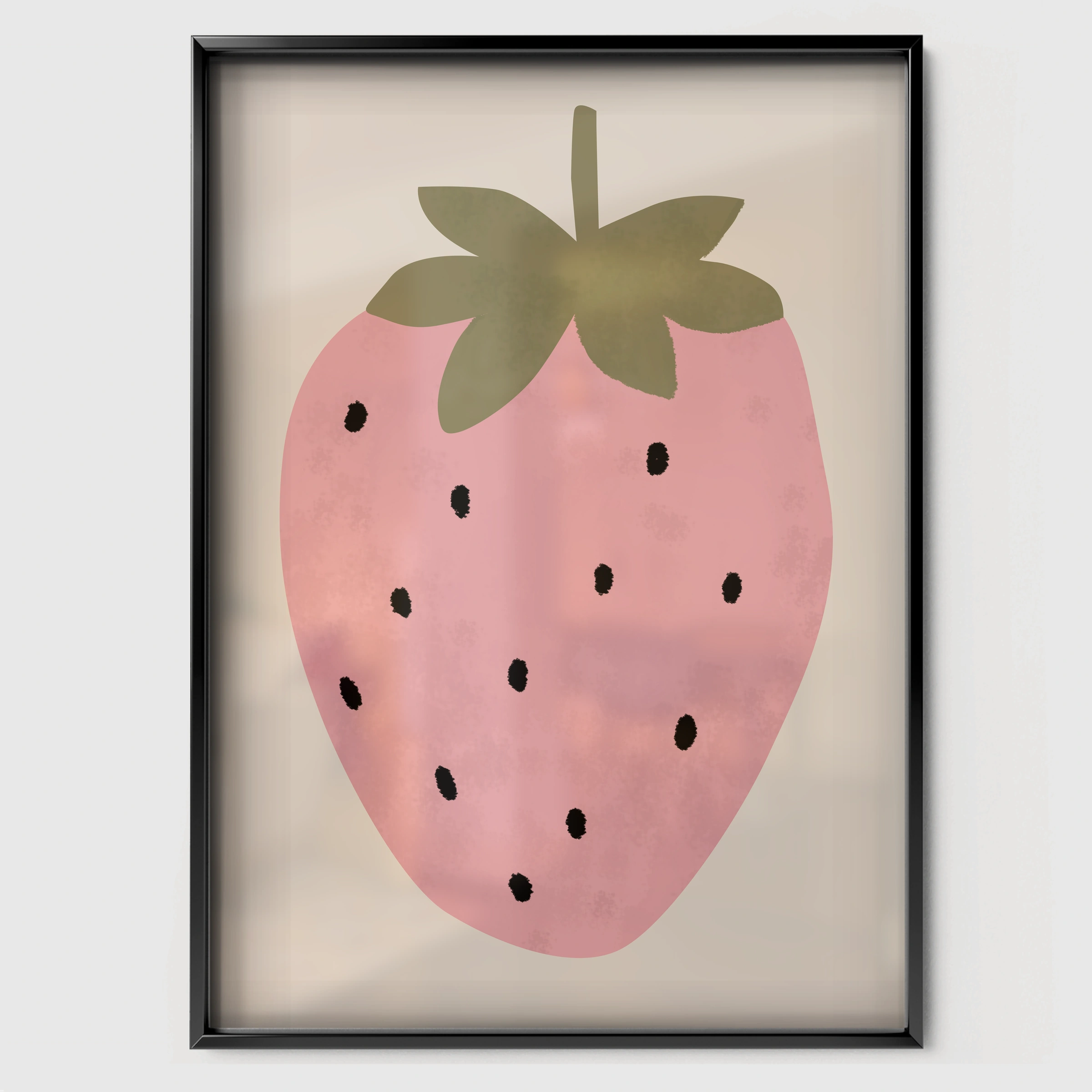 Sweet Strawberry Nursery Print - black framed nursery wall art print