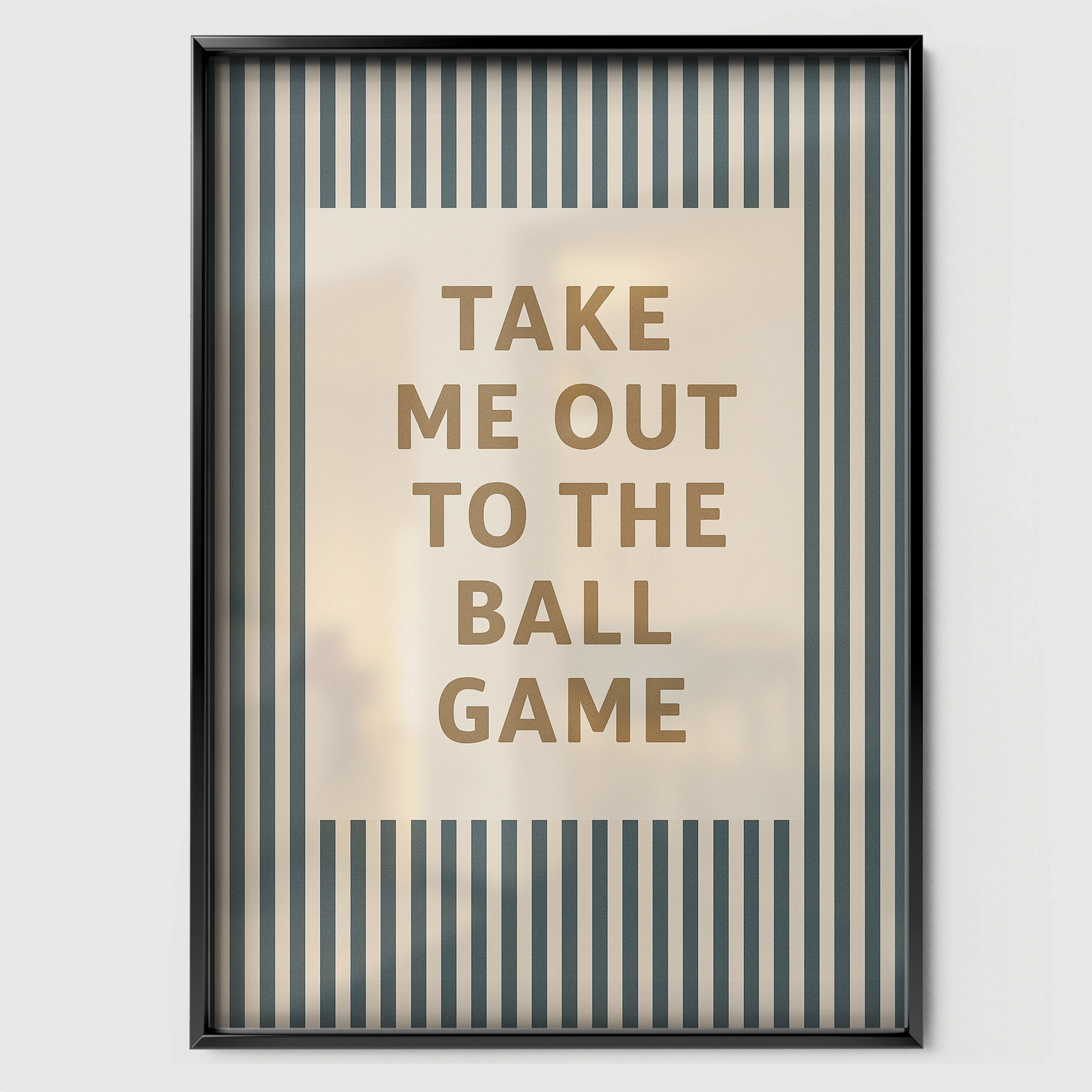 Take Me Out to the Ball Game Nursery Print - black framed nursery wall art print