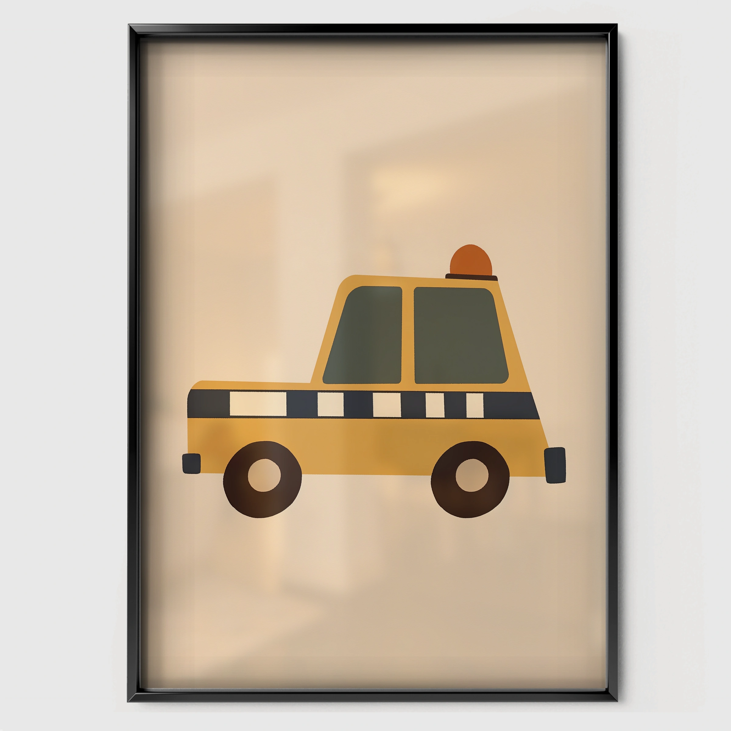 Taxi Cab Nursery Print - black framed nursery wall art print