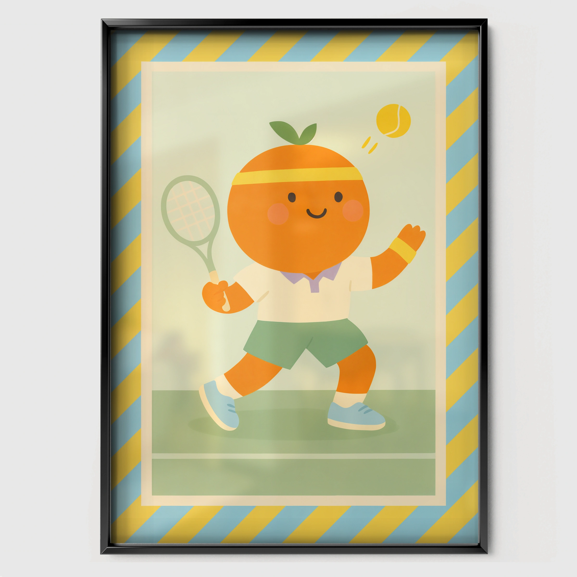 Tennis Orange Nursery Print - black framed nursery wall art print