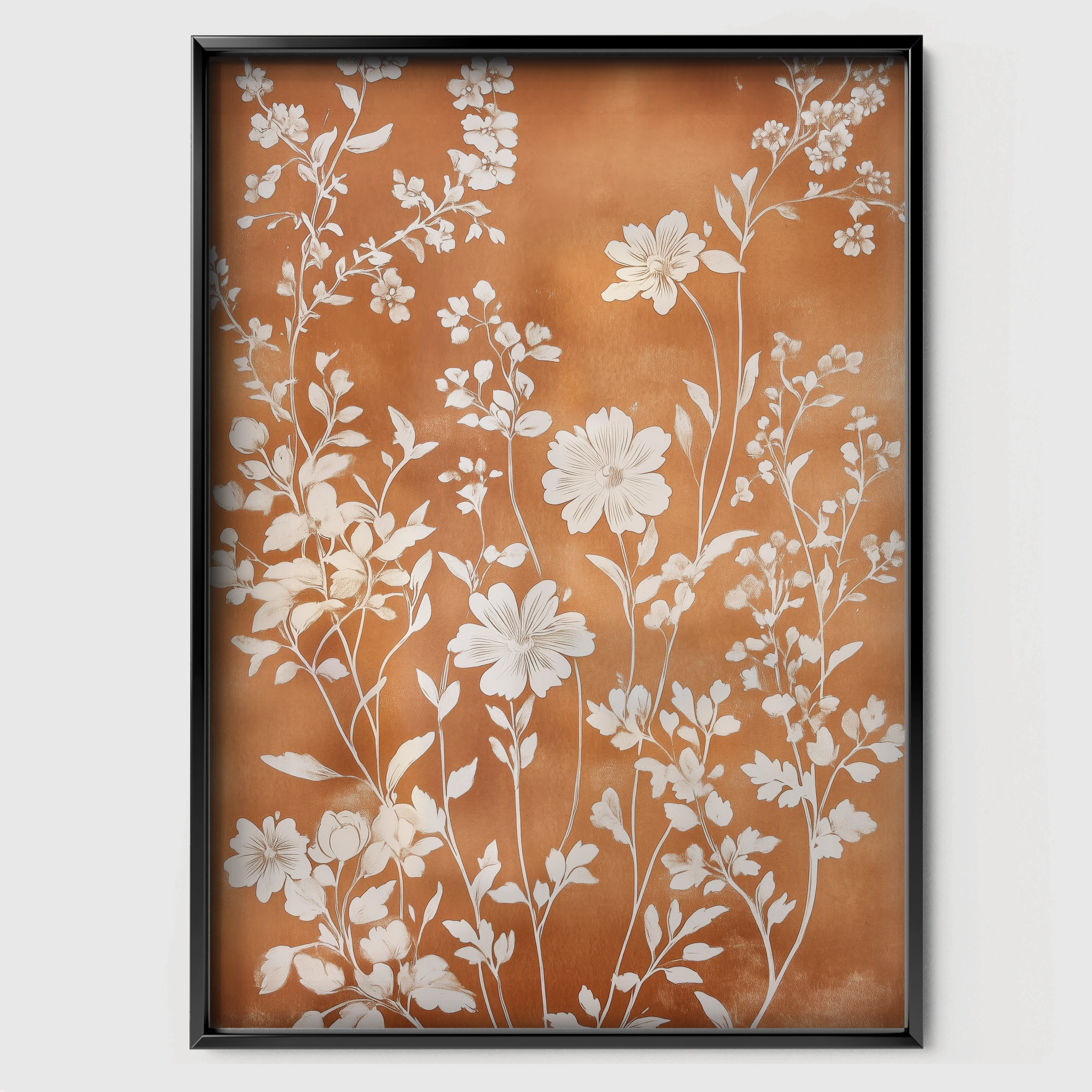 Terracotta Blossom Nursery Print - black framed nursery wall art print