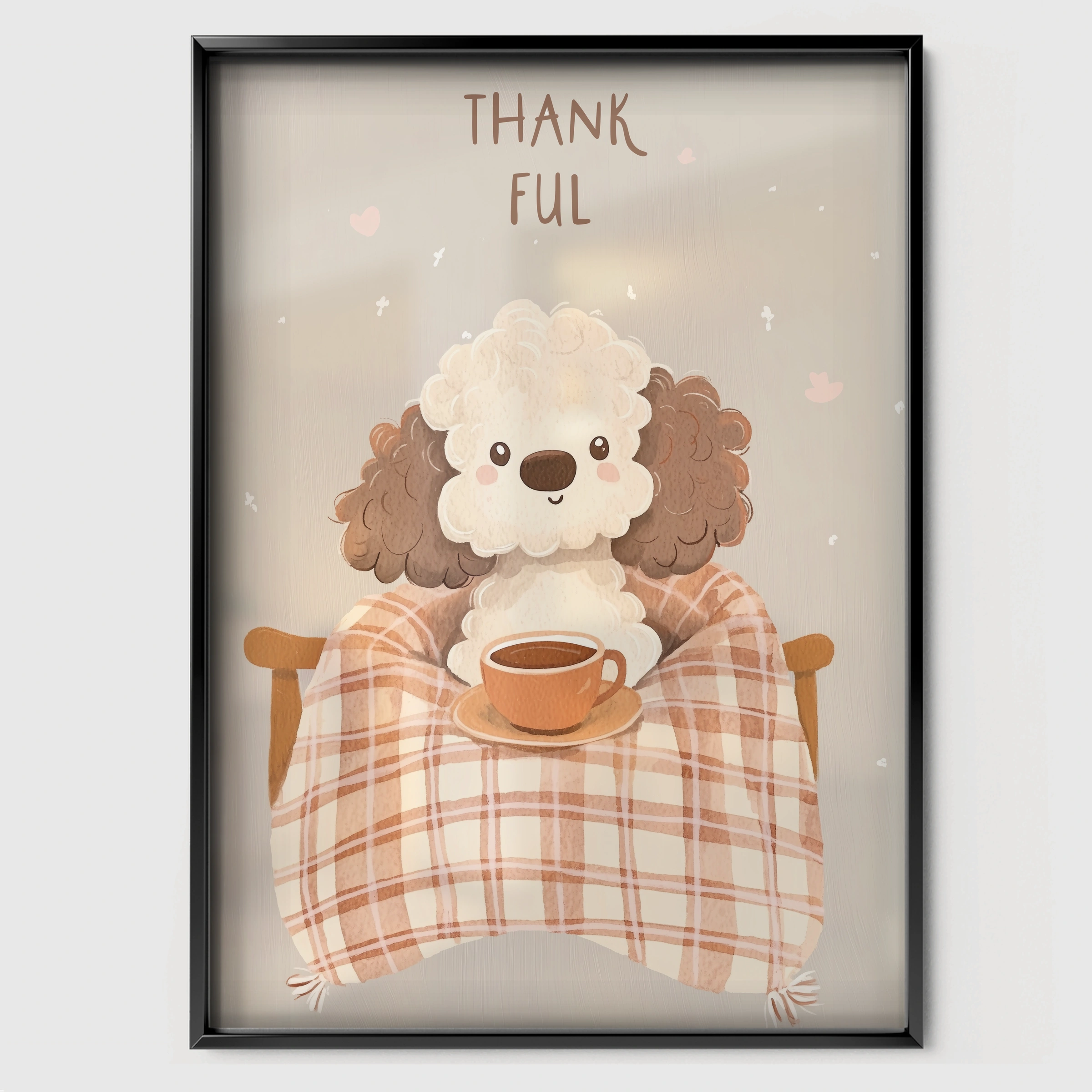Thankful Hedgehog Nursery Print - black framed nursery wall art print