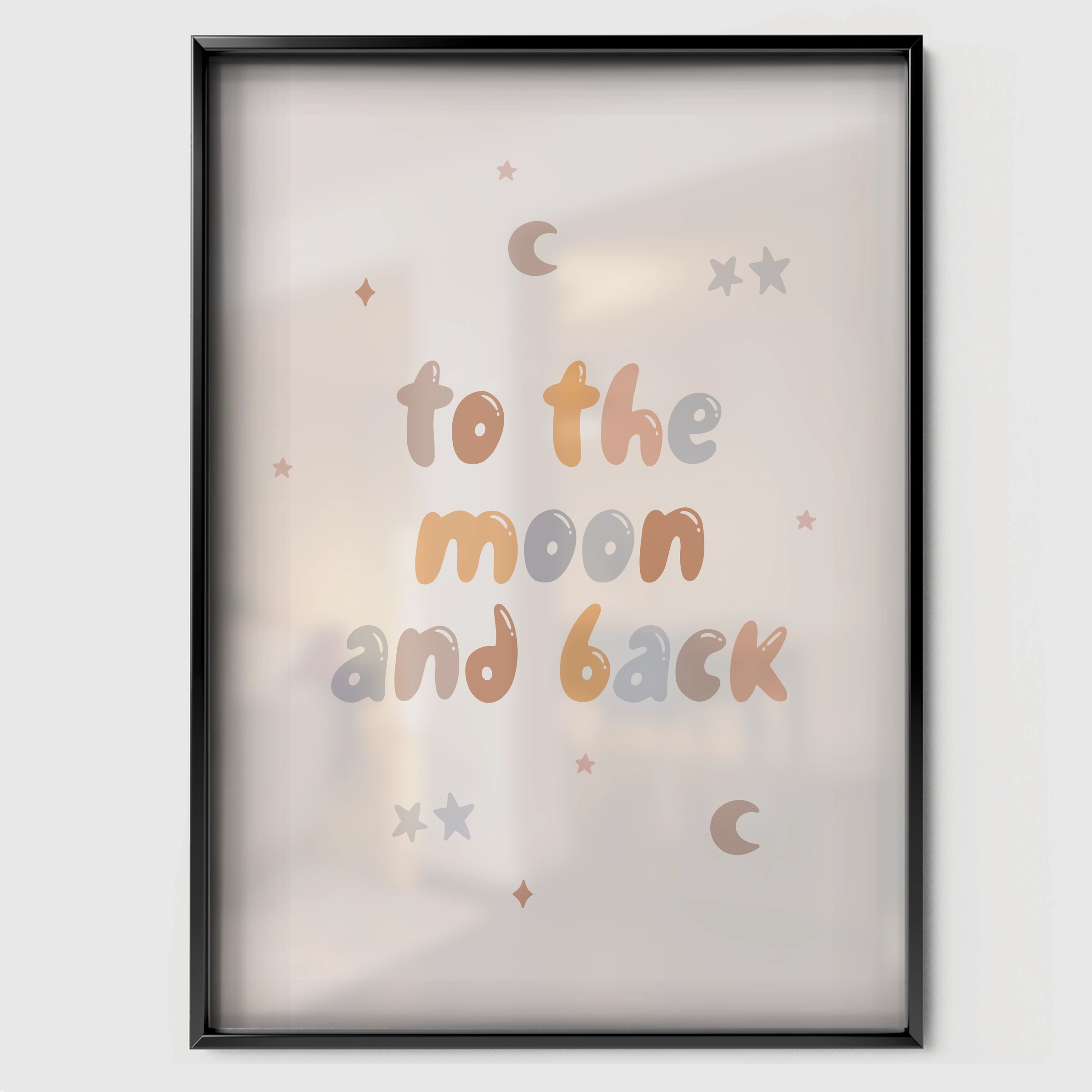 To The Moon and Back Nursery Print - black framed nursery wall art print