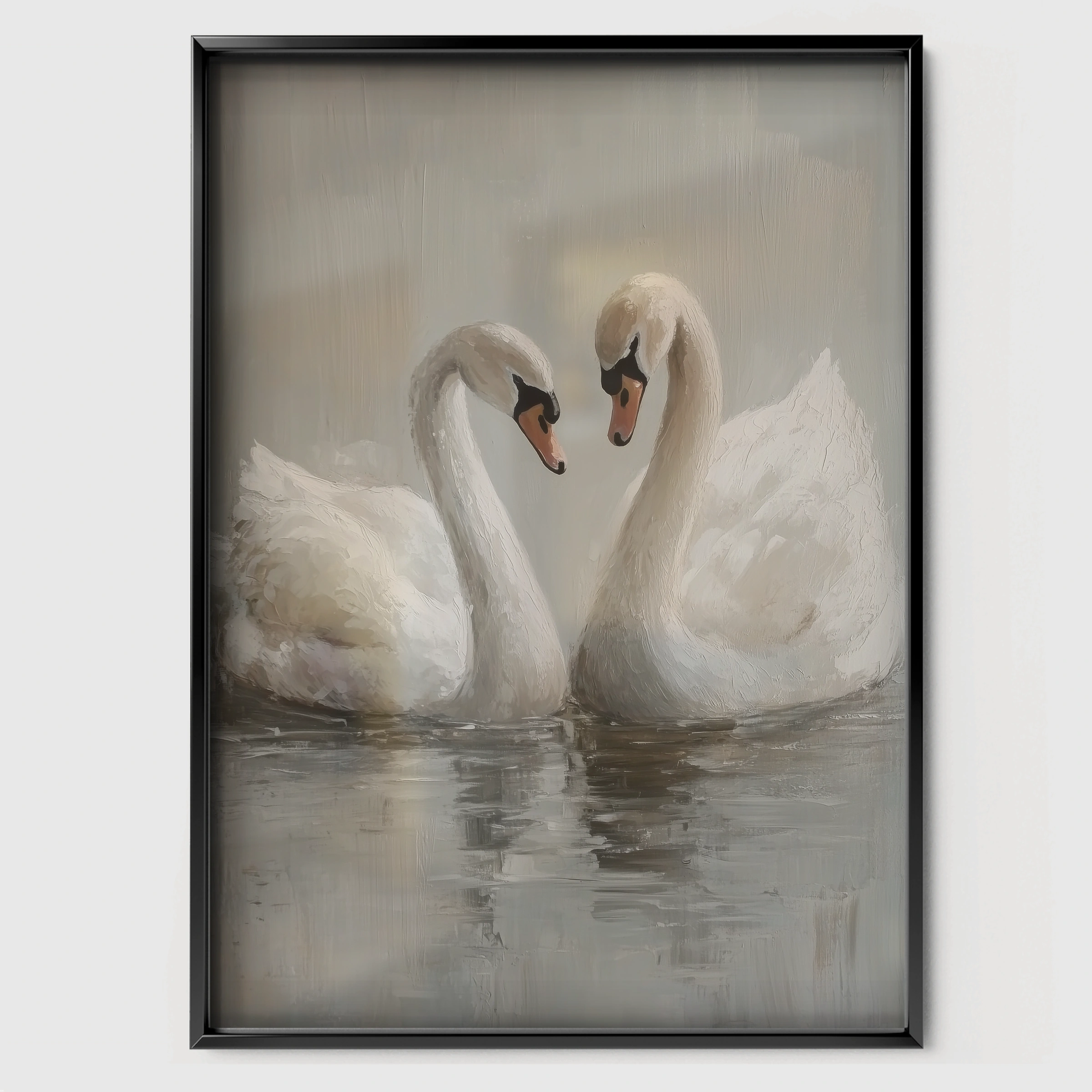 Two Swans Nursery Print - black framed nursery wall art print