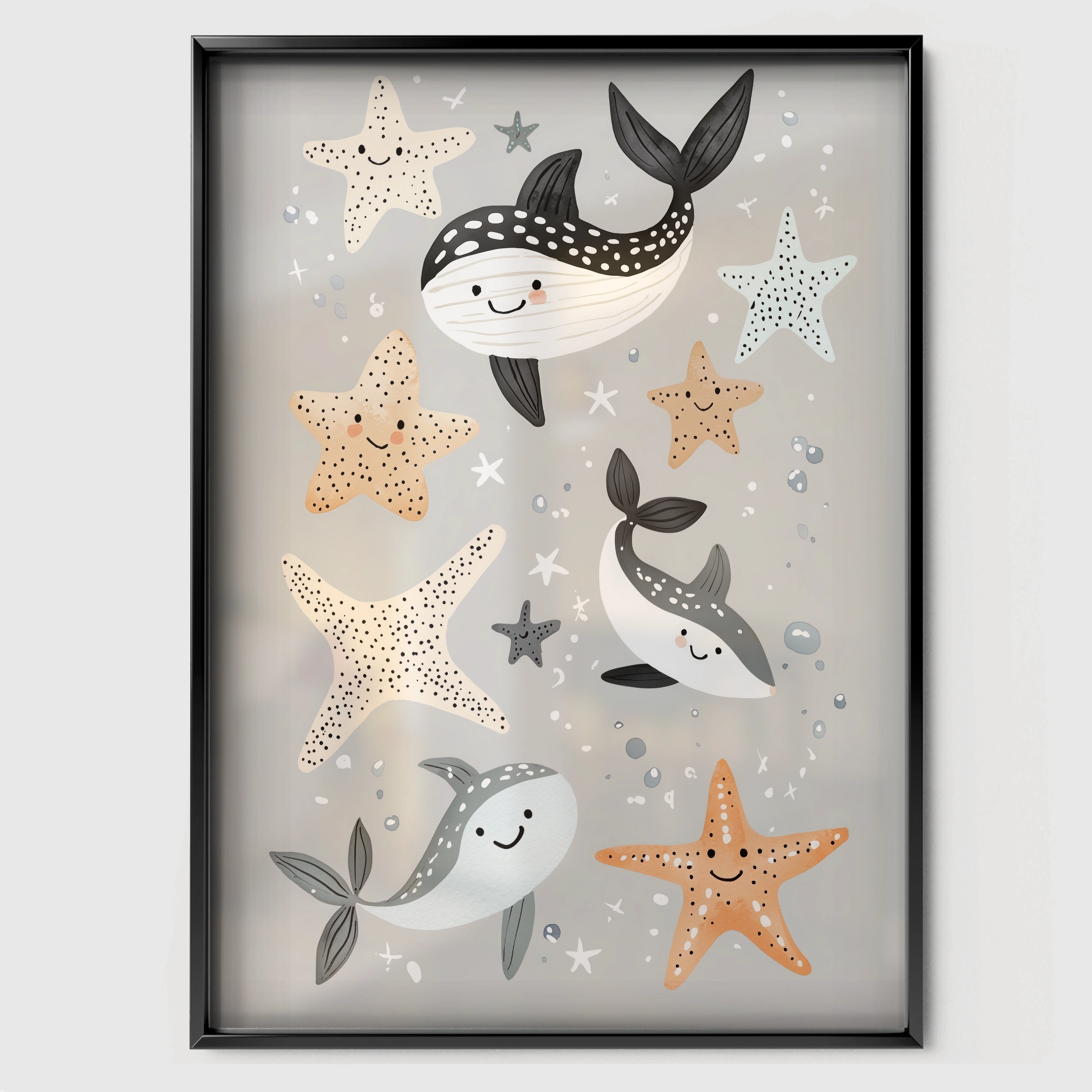 Under the Sea Nursery Print - black framed nursery wall art print