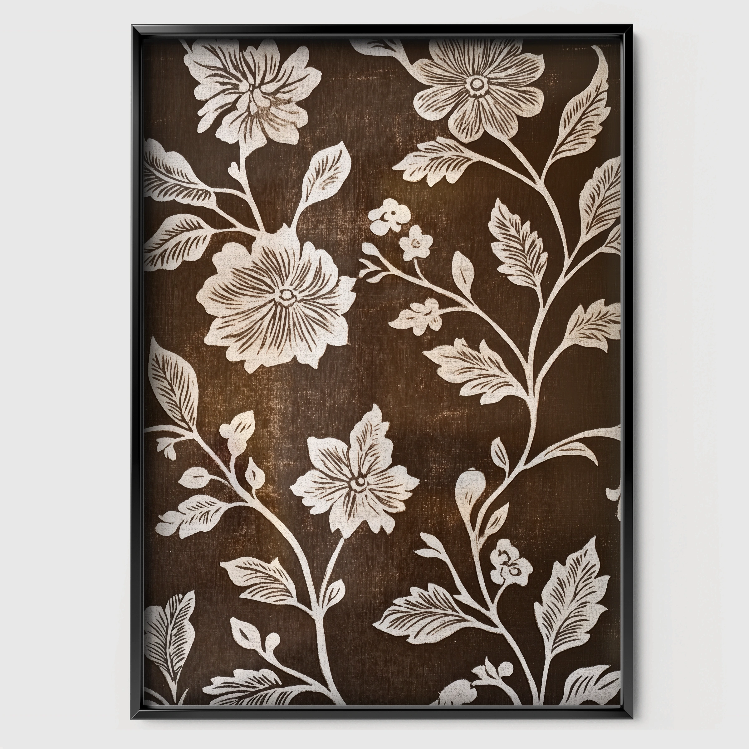 Vintage Dark Floral Nursery Print - black framed nursery wall art print
