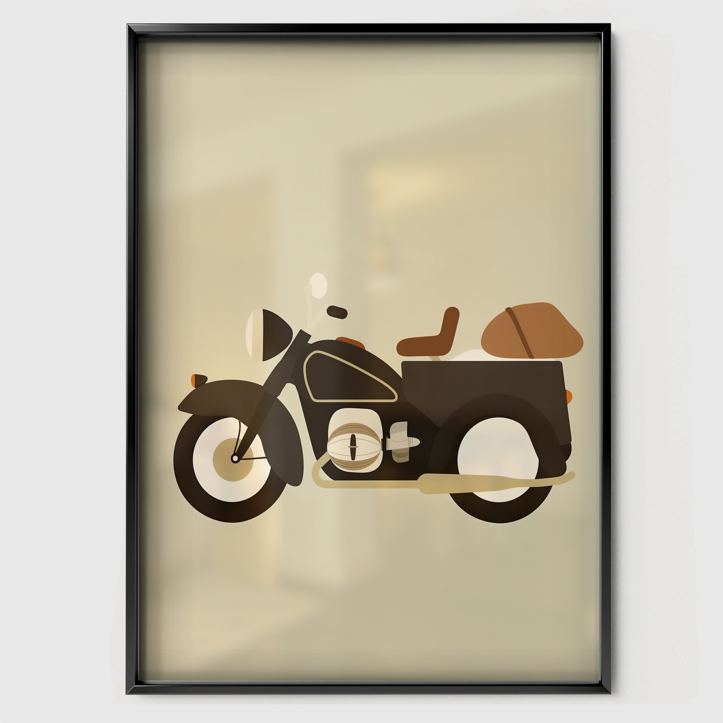 Vintage Motorcycle Nursery Print - black framed nursery wall art print