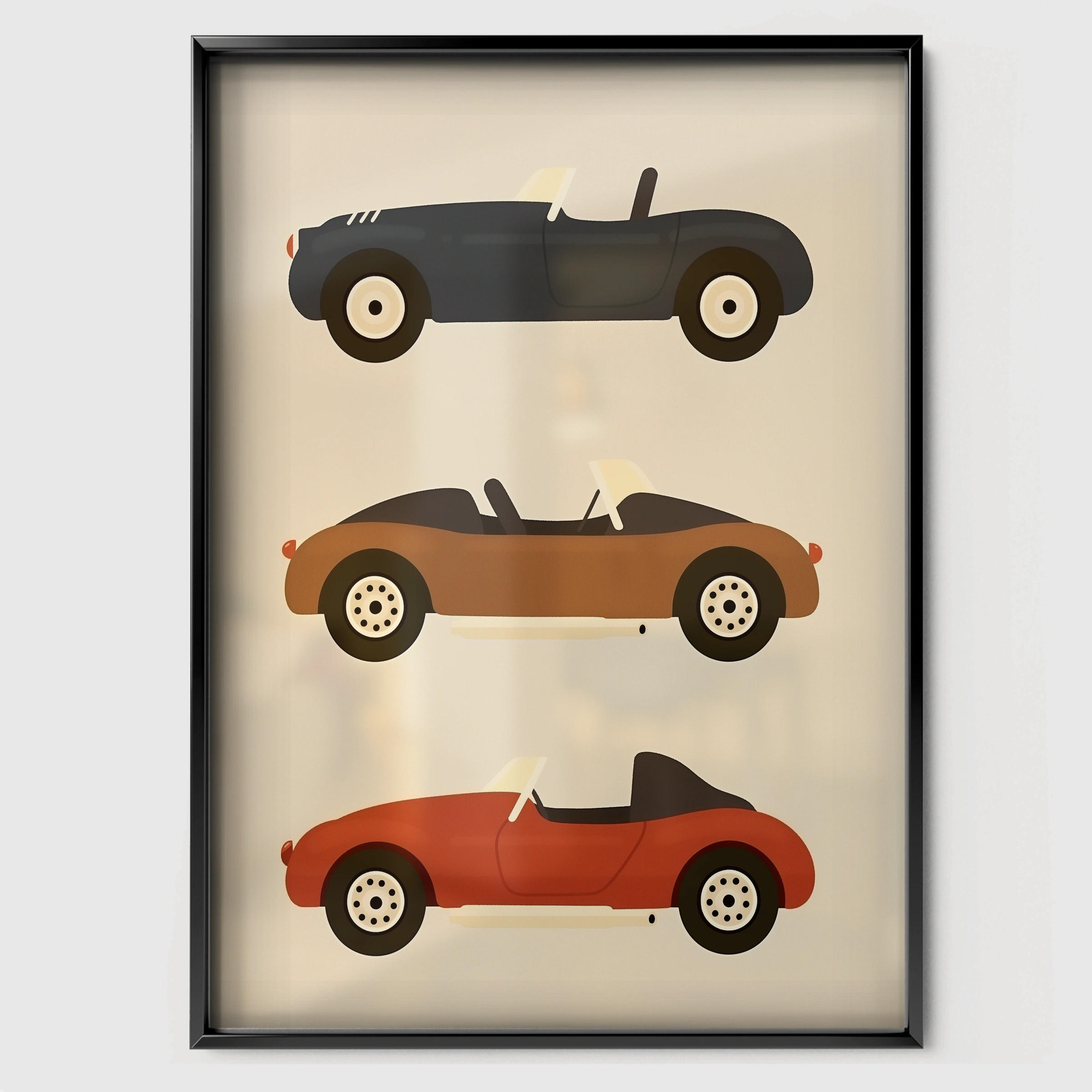 Vintage Sports Cars Nursery Print - black framed nursery wall art print