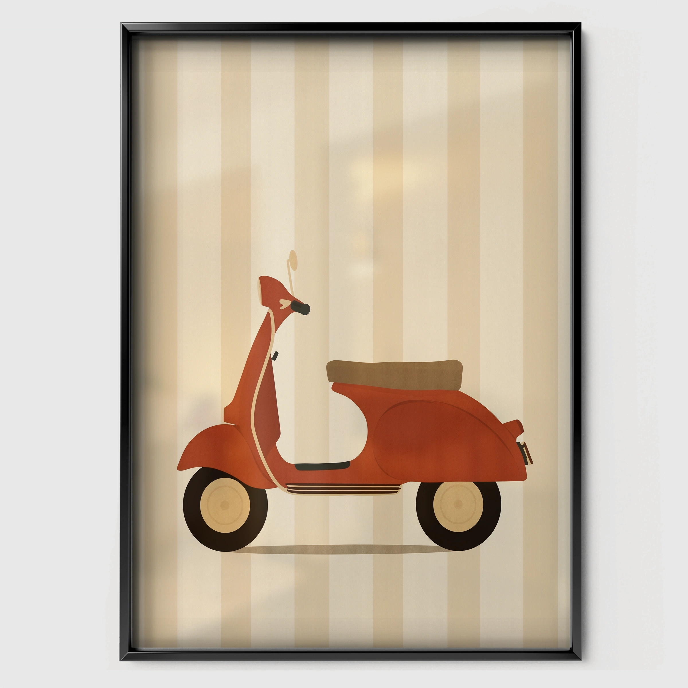 Vintage Vespa Nursery Print - black framed nursery wall art print