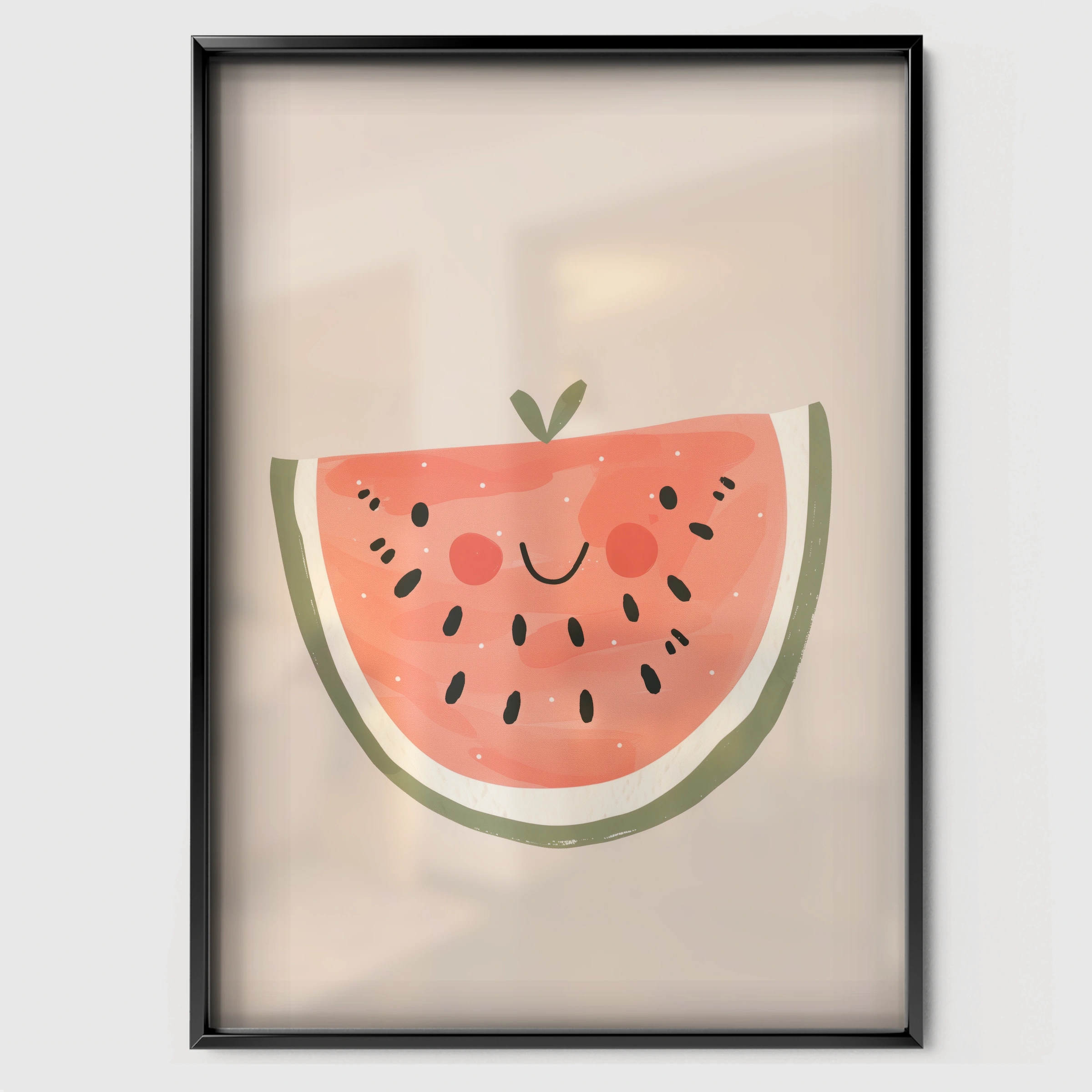 Watermelon Slice Nursery Print - black framed nursery wall art print
