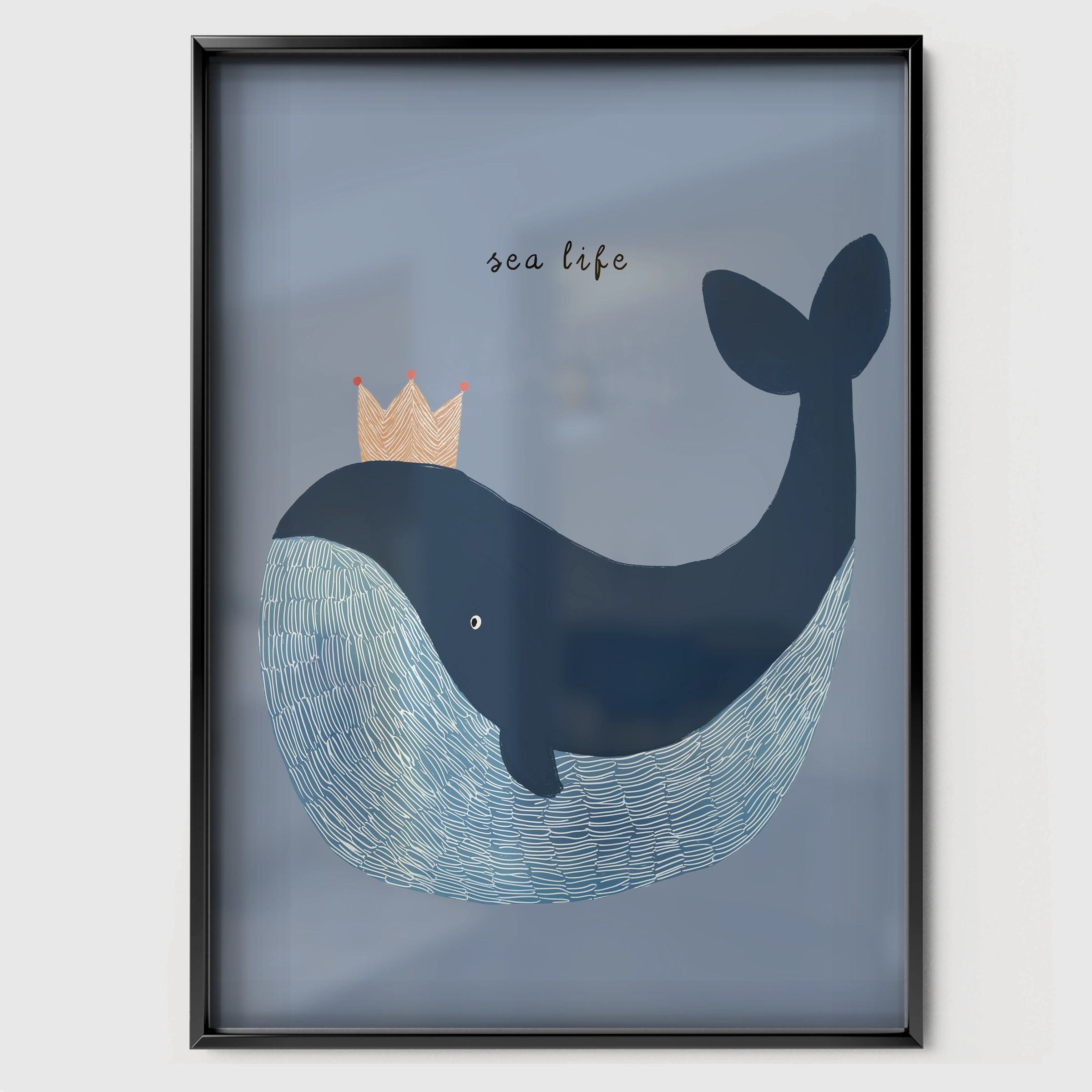 We Love You Whale Nursery Print - black framed nursery wall art print
