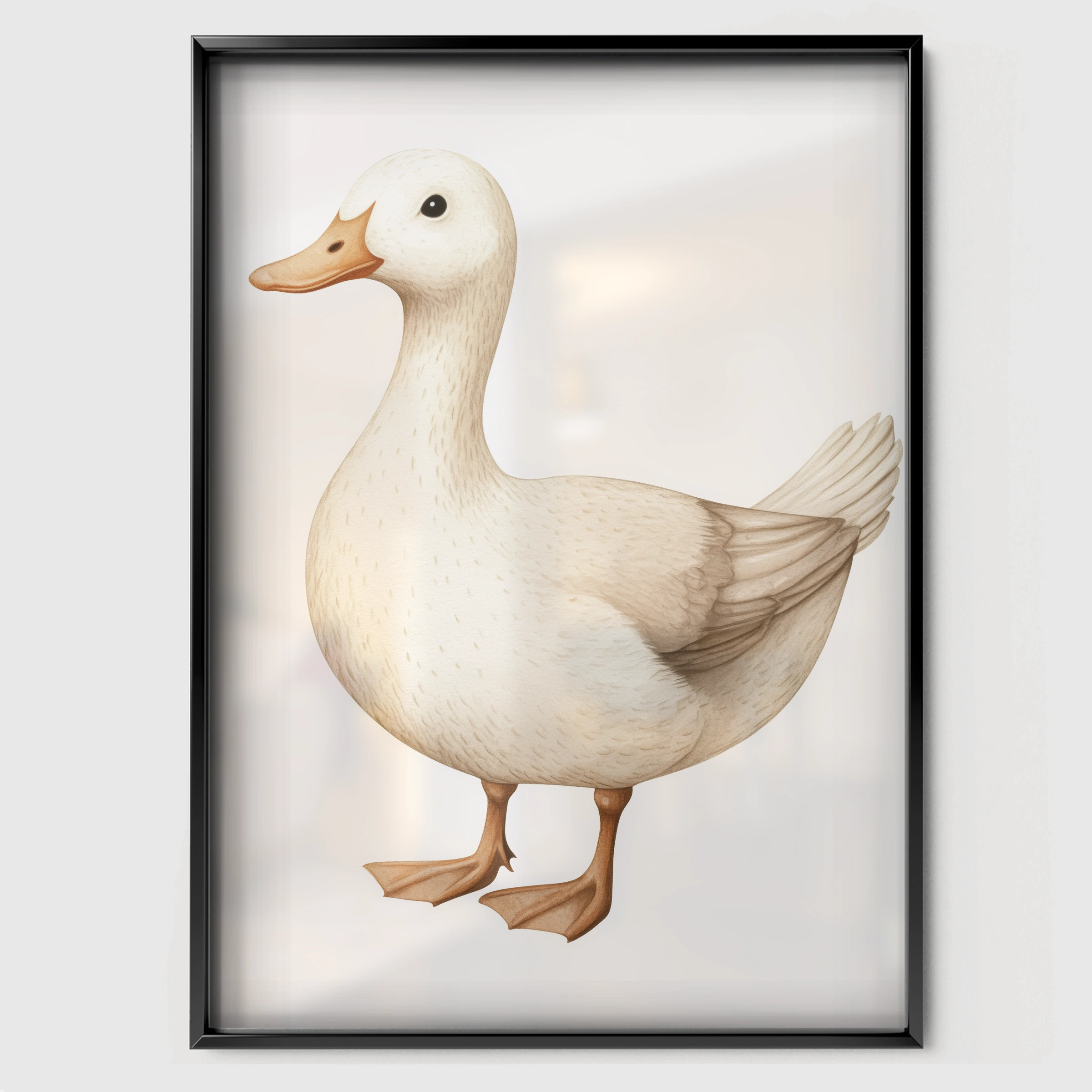 White Duck Nursery Print - black framed nursery wall art print