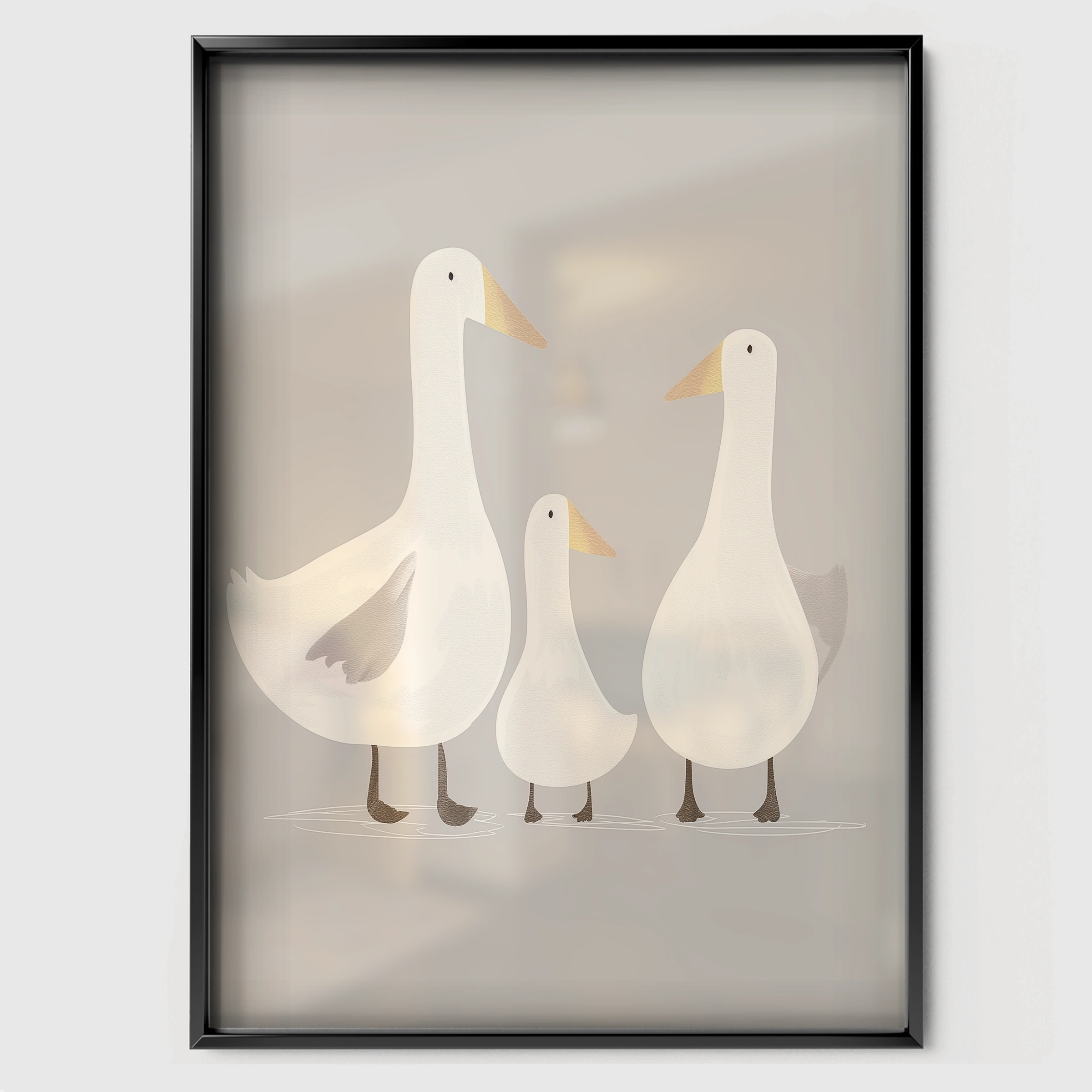 White Ducks Nursery Print - black framed nursery wall art print