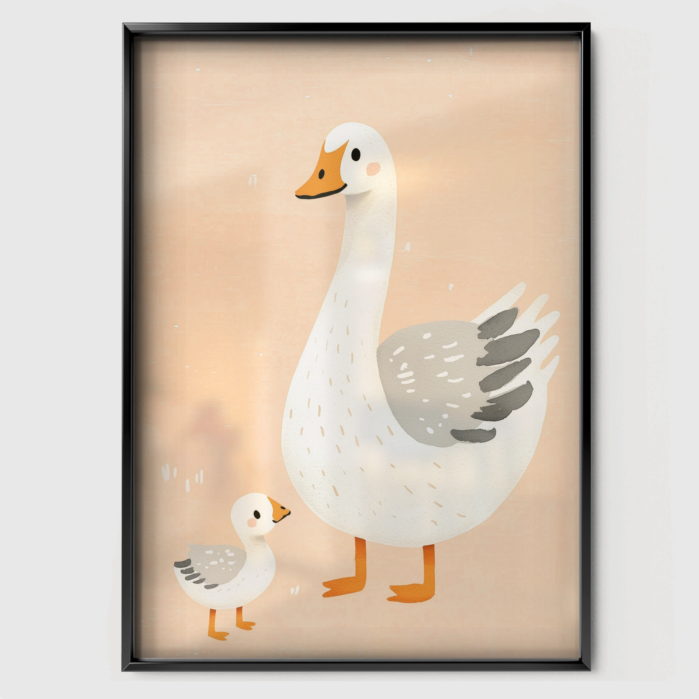 White Goose Nursery Print - black framed nursery wall art print