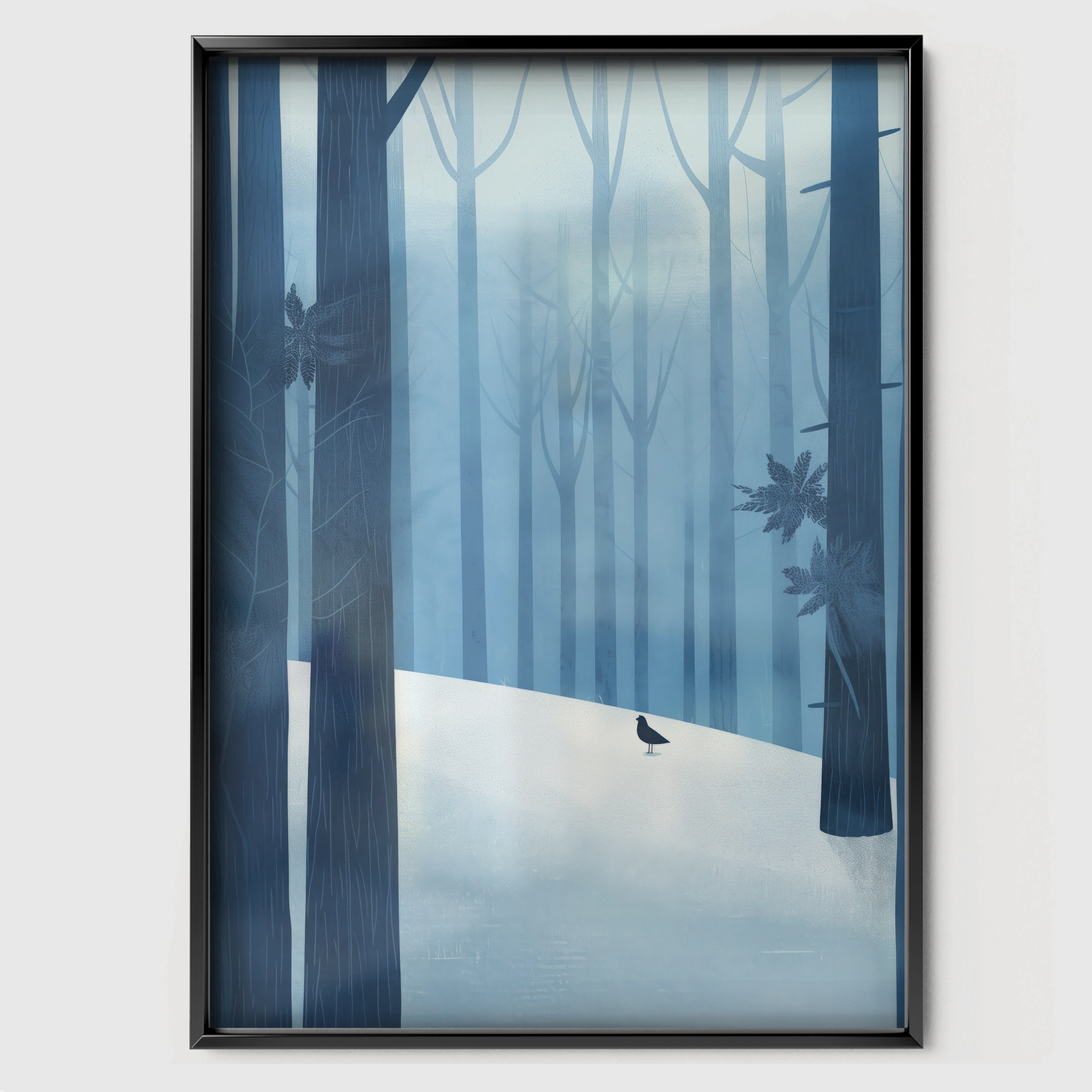 Winter Forest Nursery Print - black framed nursery wall art print