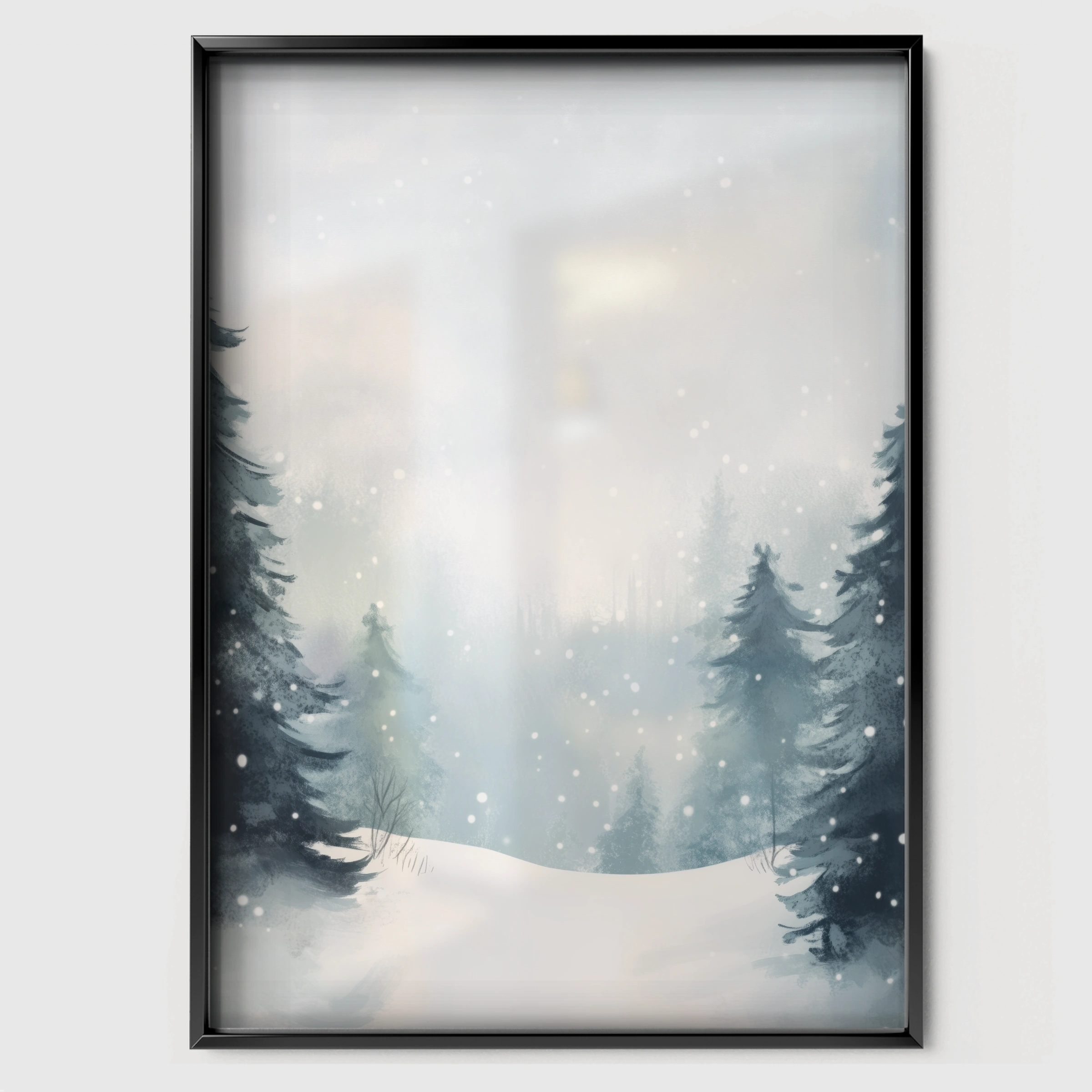 Winter Forest Two Christmas Print - black framed nursery wall art print