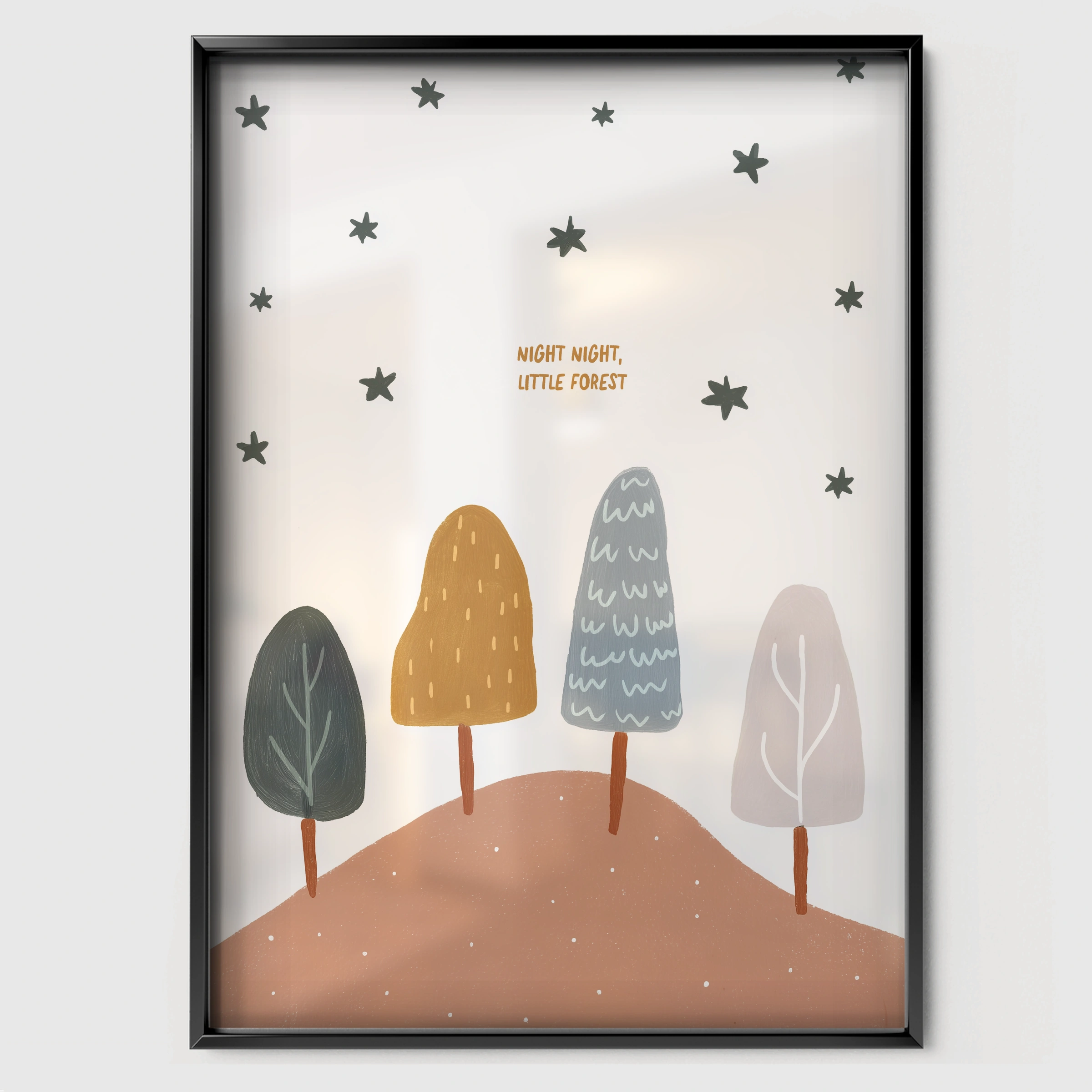 Winter Trees Nursery Print - black framed nursery wall art print