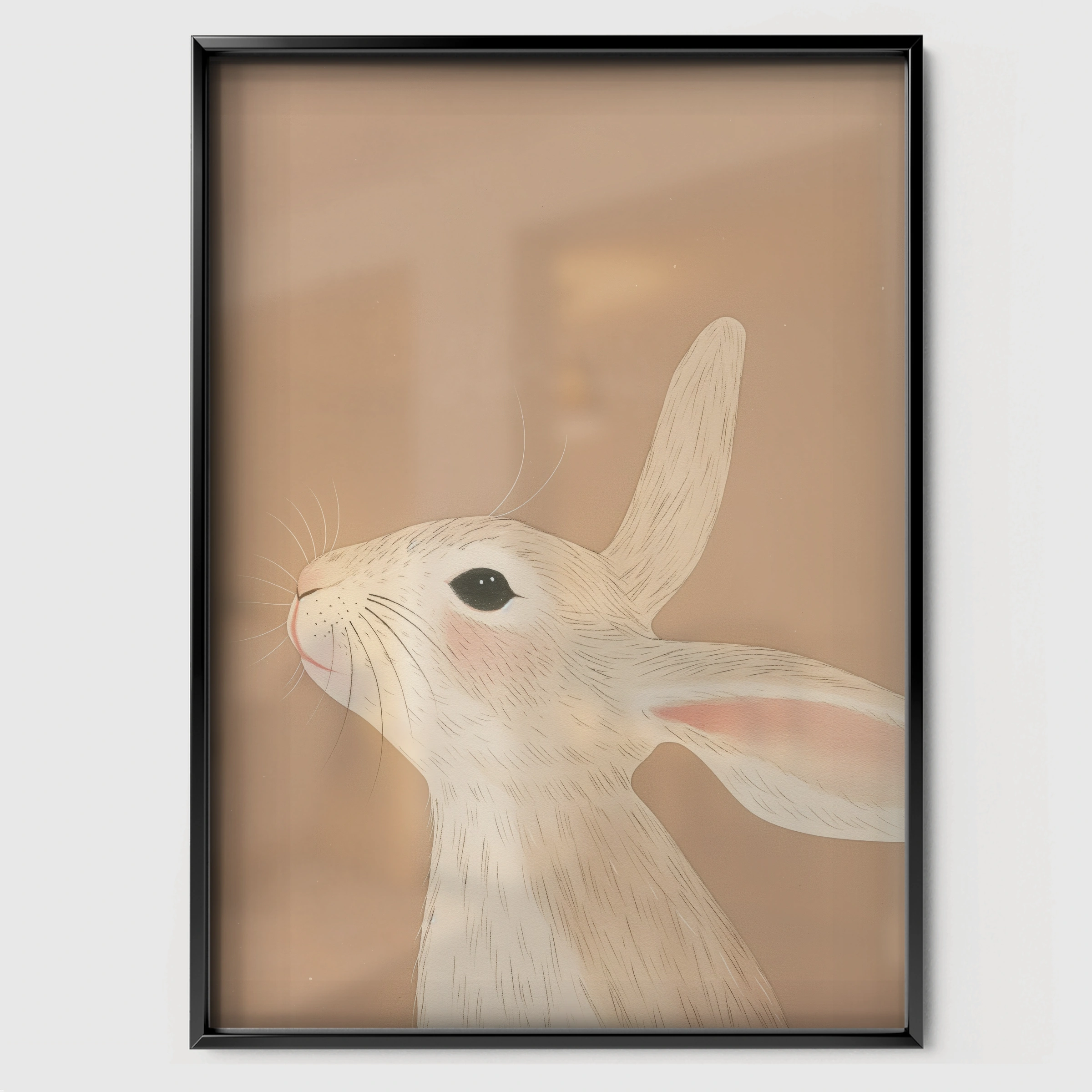 Woodland Hare Nursery Print - black framed nursery wall art print