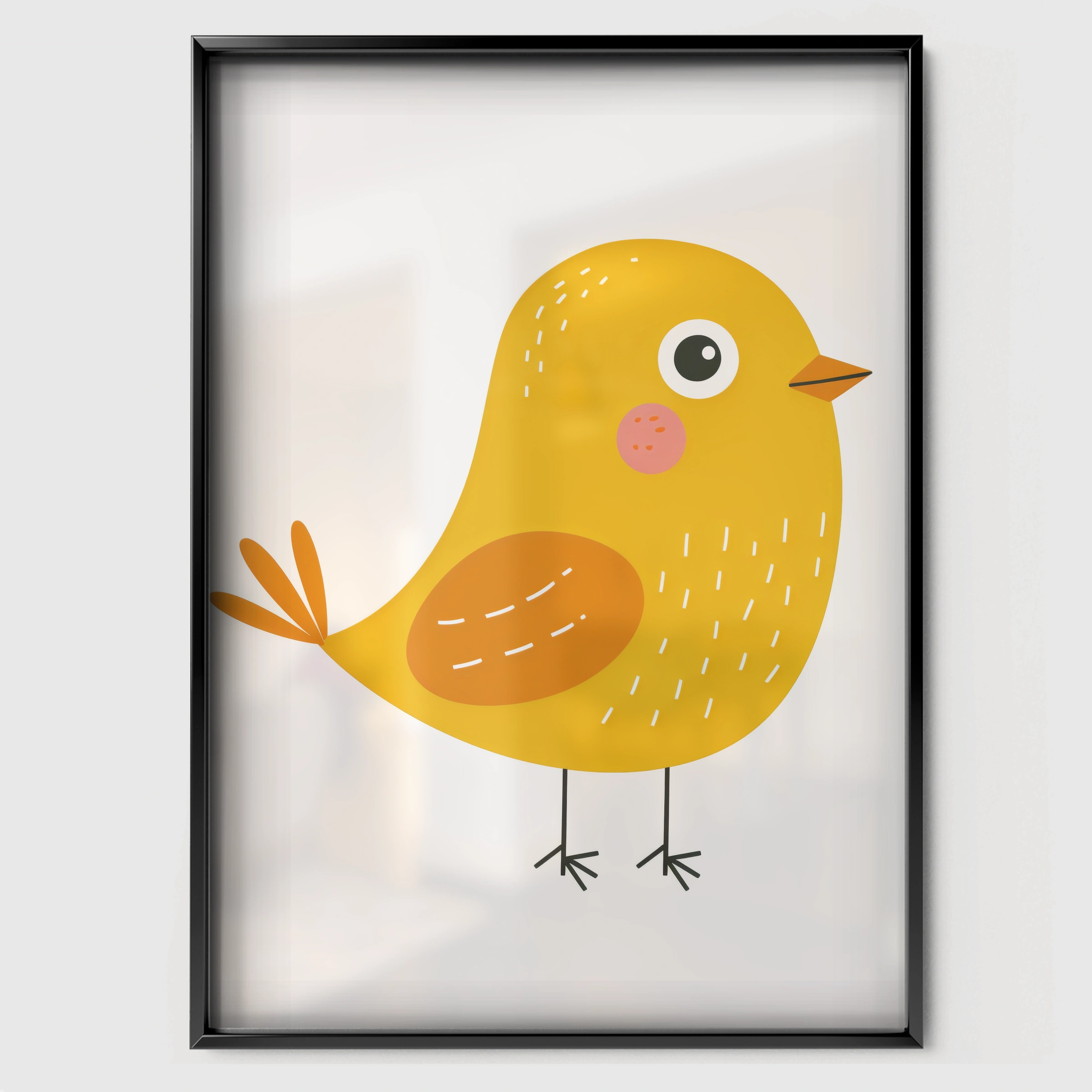 Yellow Bird Nursery Print - black framed nursery wall art print