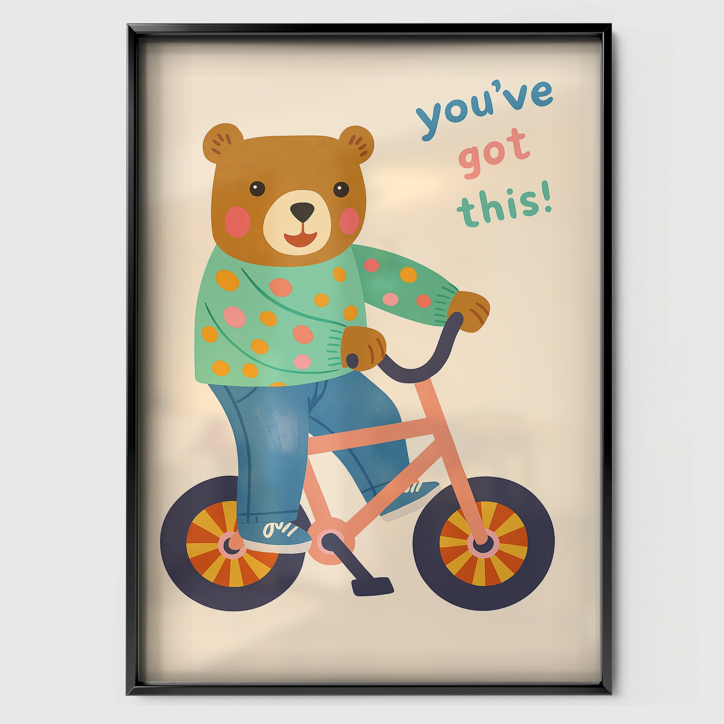You've Got This Bear Nursery Print - black framed nursery wall art print