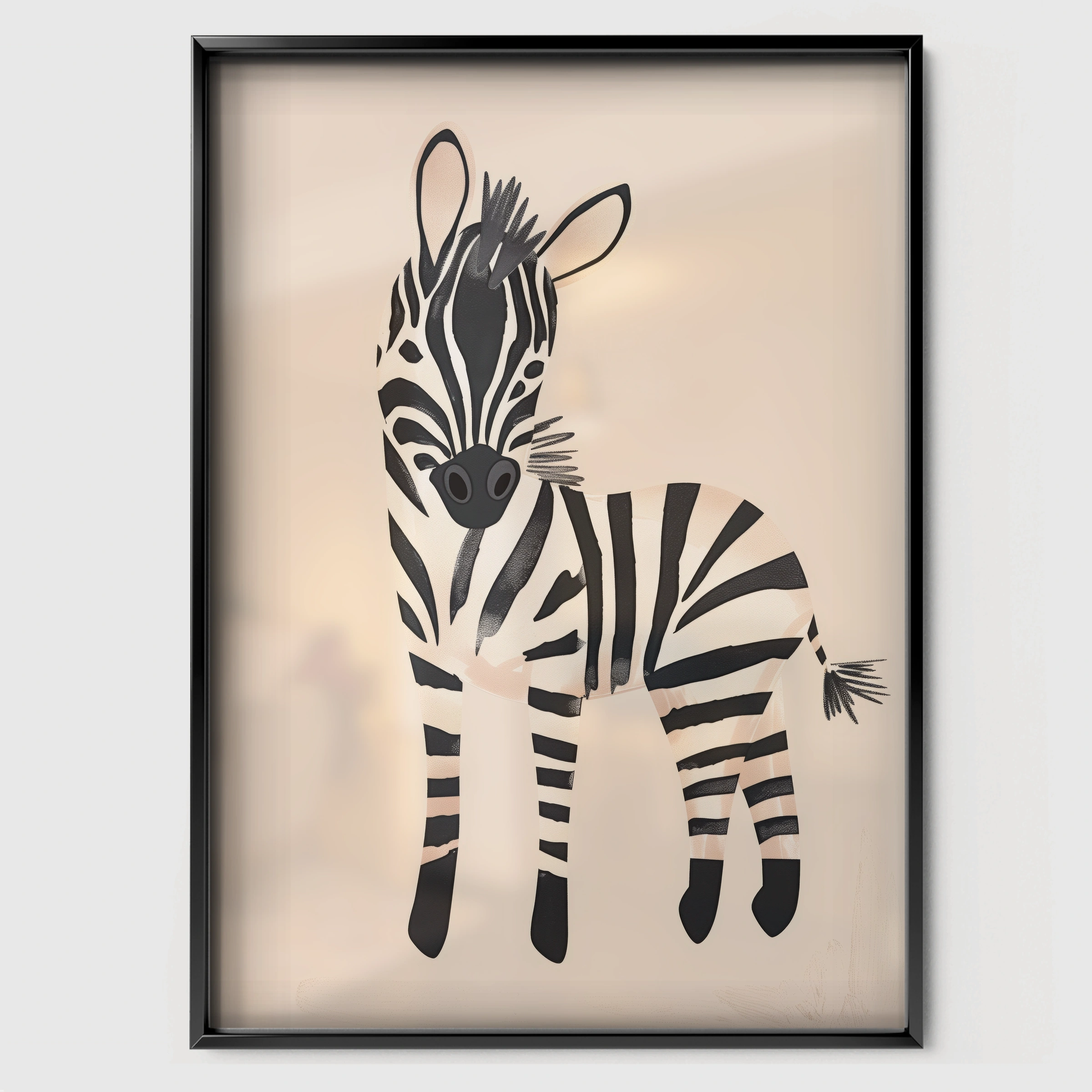 Zebra Nursery Print - black framed nursery wall art print