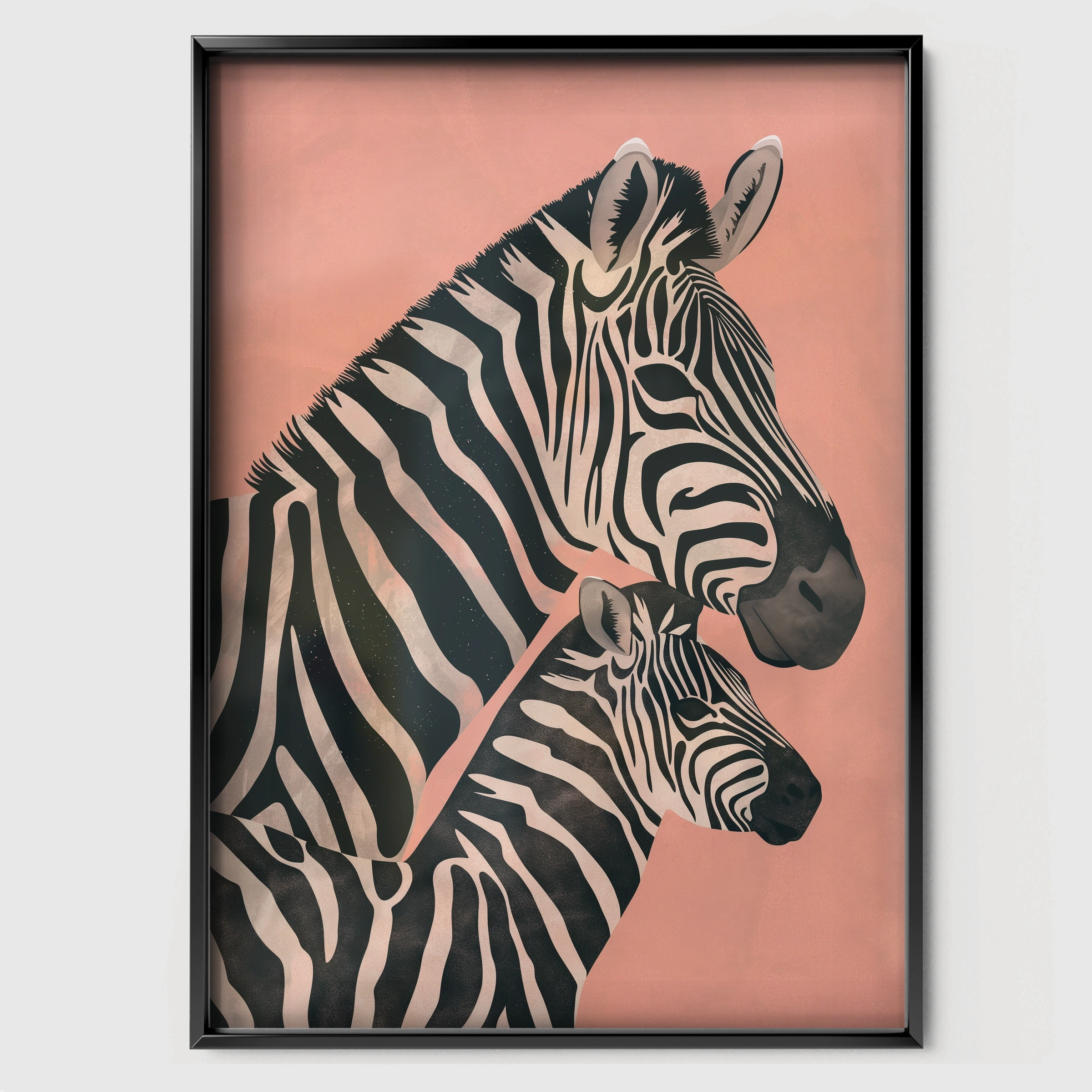 Zebras Nursery Print - black framed nursery wall art print