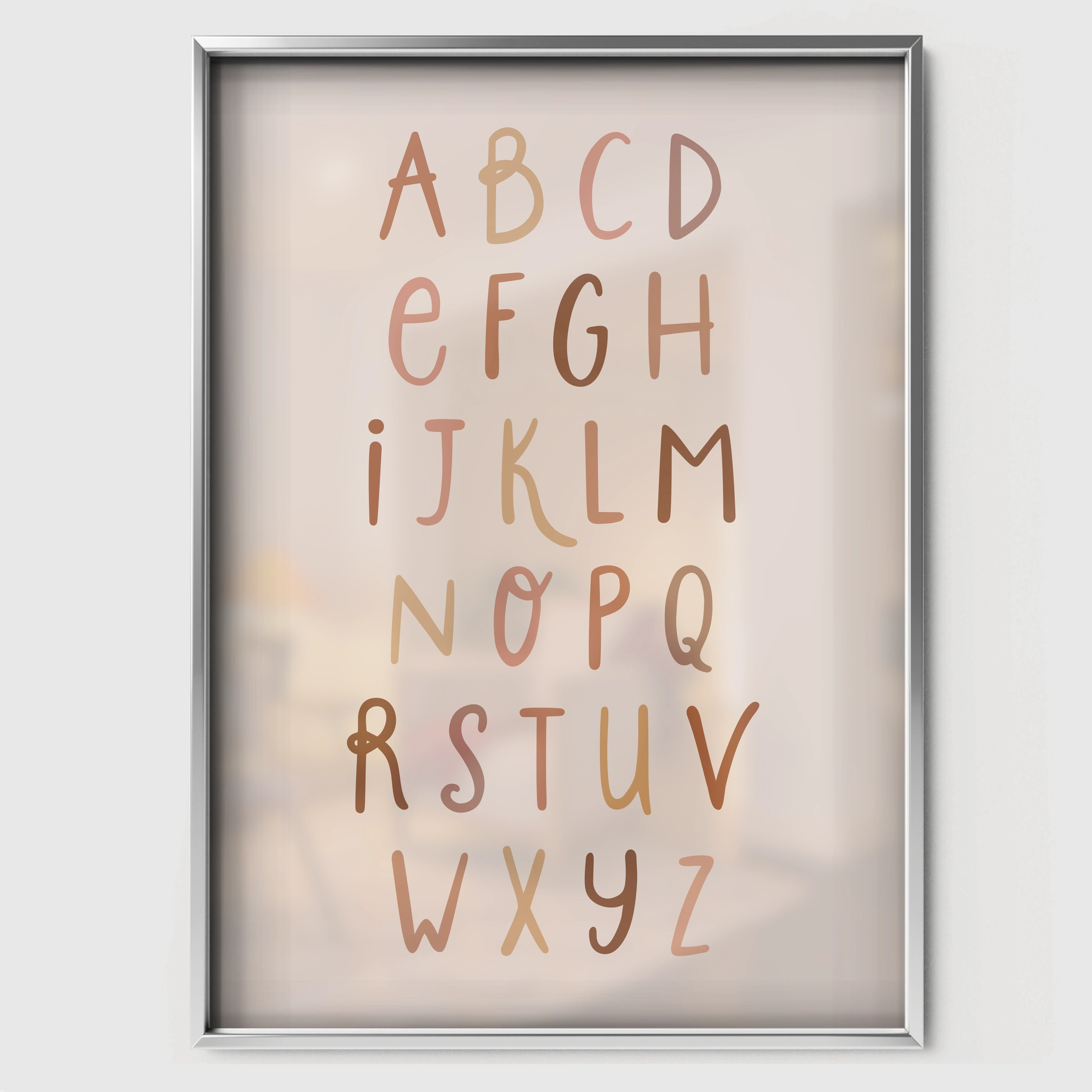 ABC Alphabet Chart Nursery Print - white framed nursery wall art print