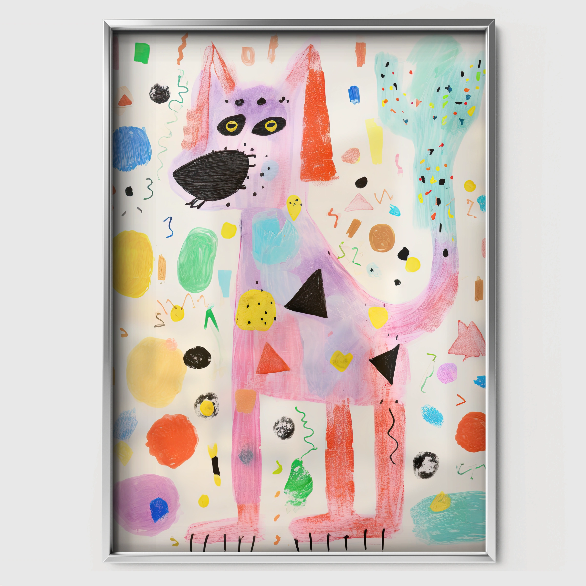 Abstract Dog Nursery Print - white framed nursery wall art print