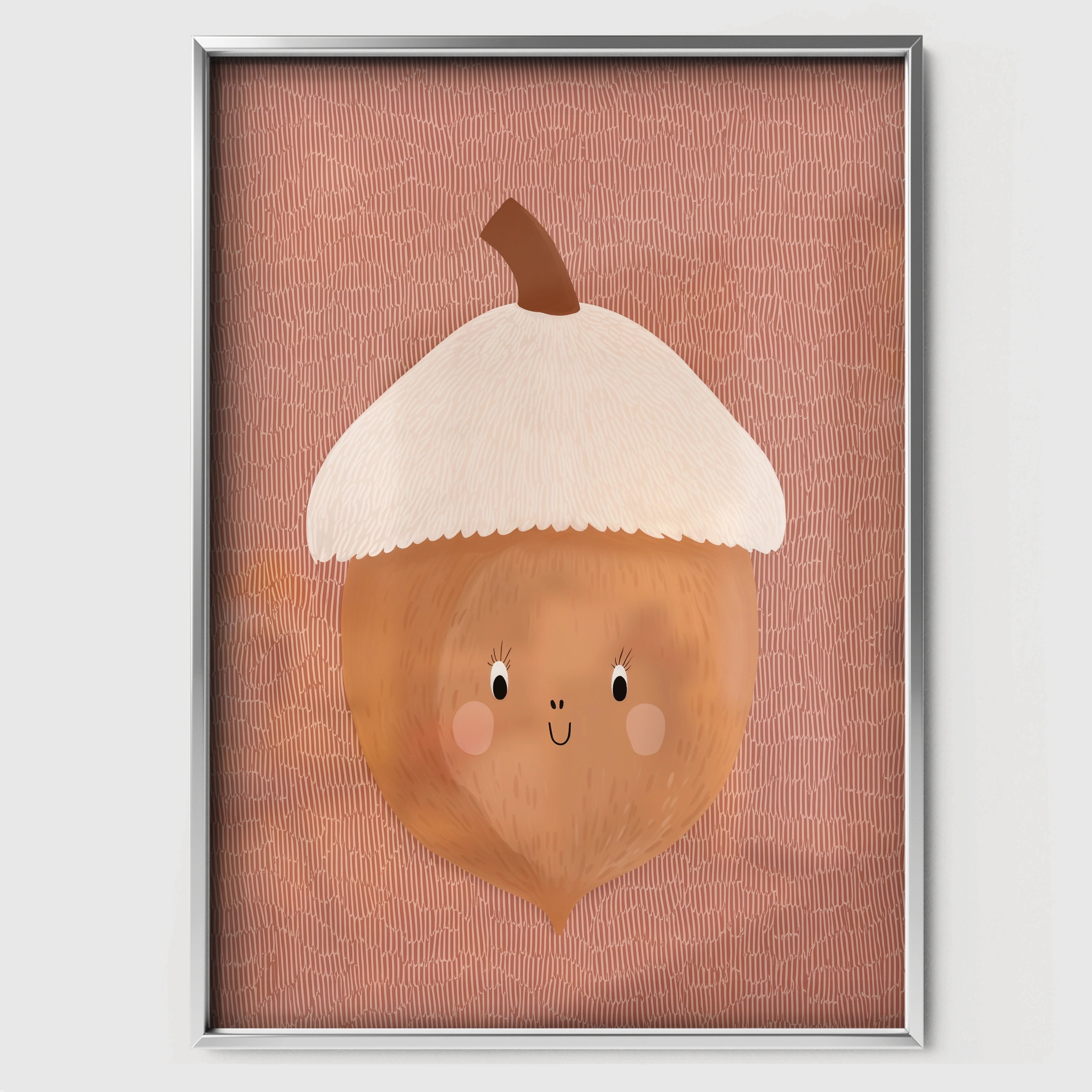 Acorn Friend Nursery Print - white framed nursery wall art print