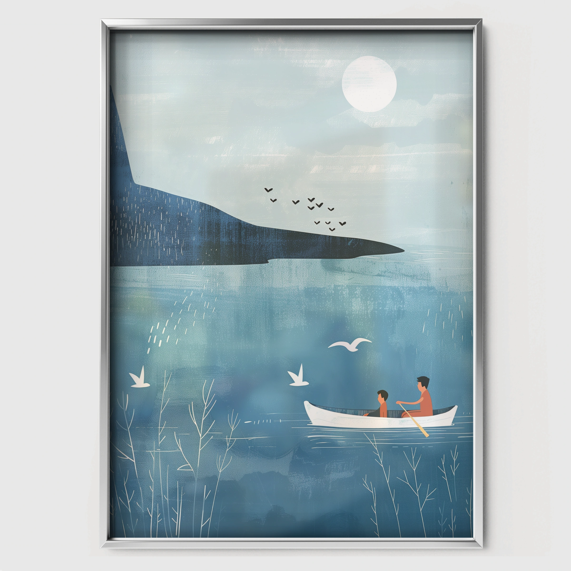 Airplane Over the Sea Nursery Print - white framed nursery wall art print