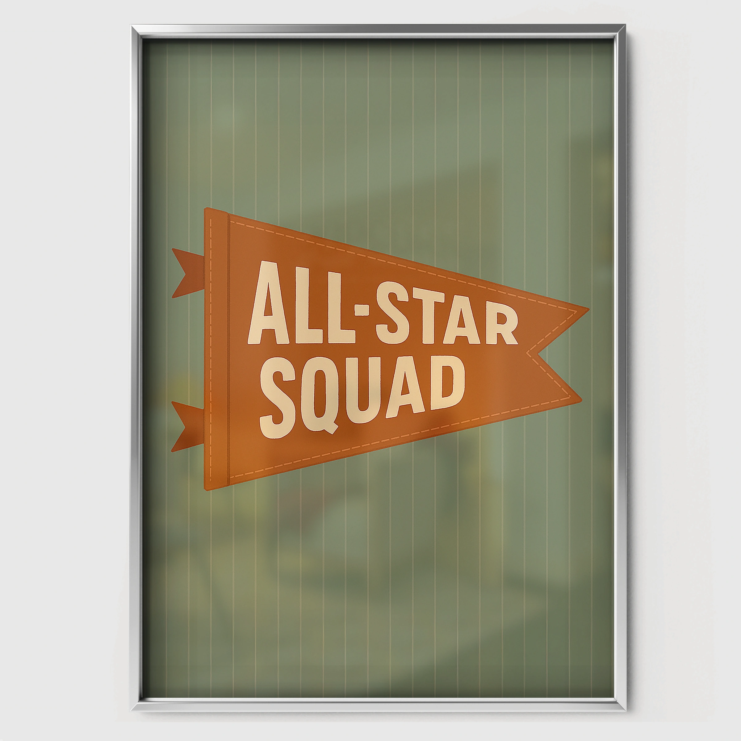 All Star Squad Pennant Nursery Print - white framed nursery wall art print