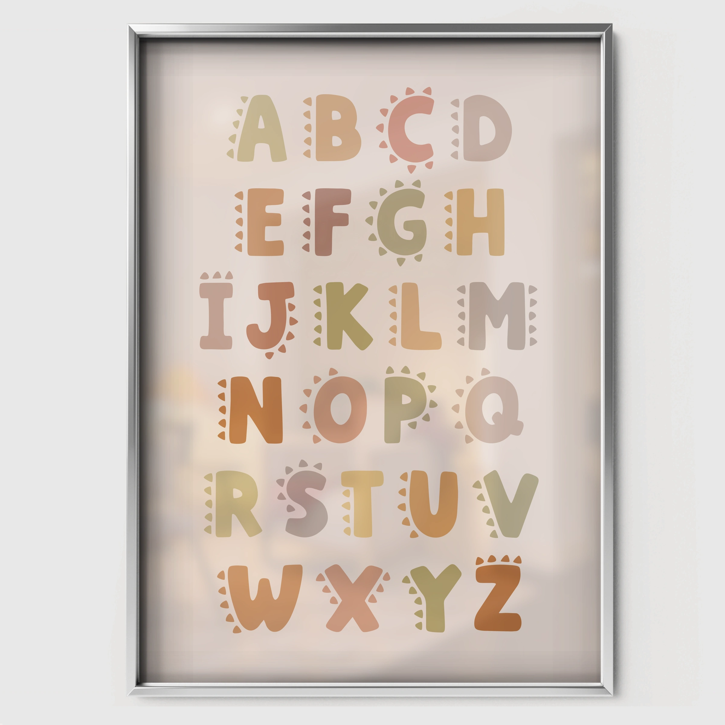 Alphabet ABC Nursery Print - white framed nursery wall art print