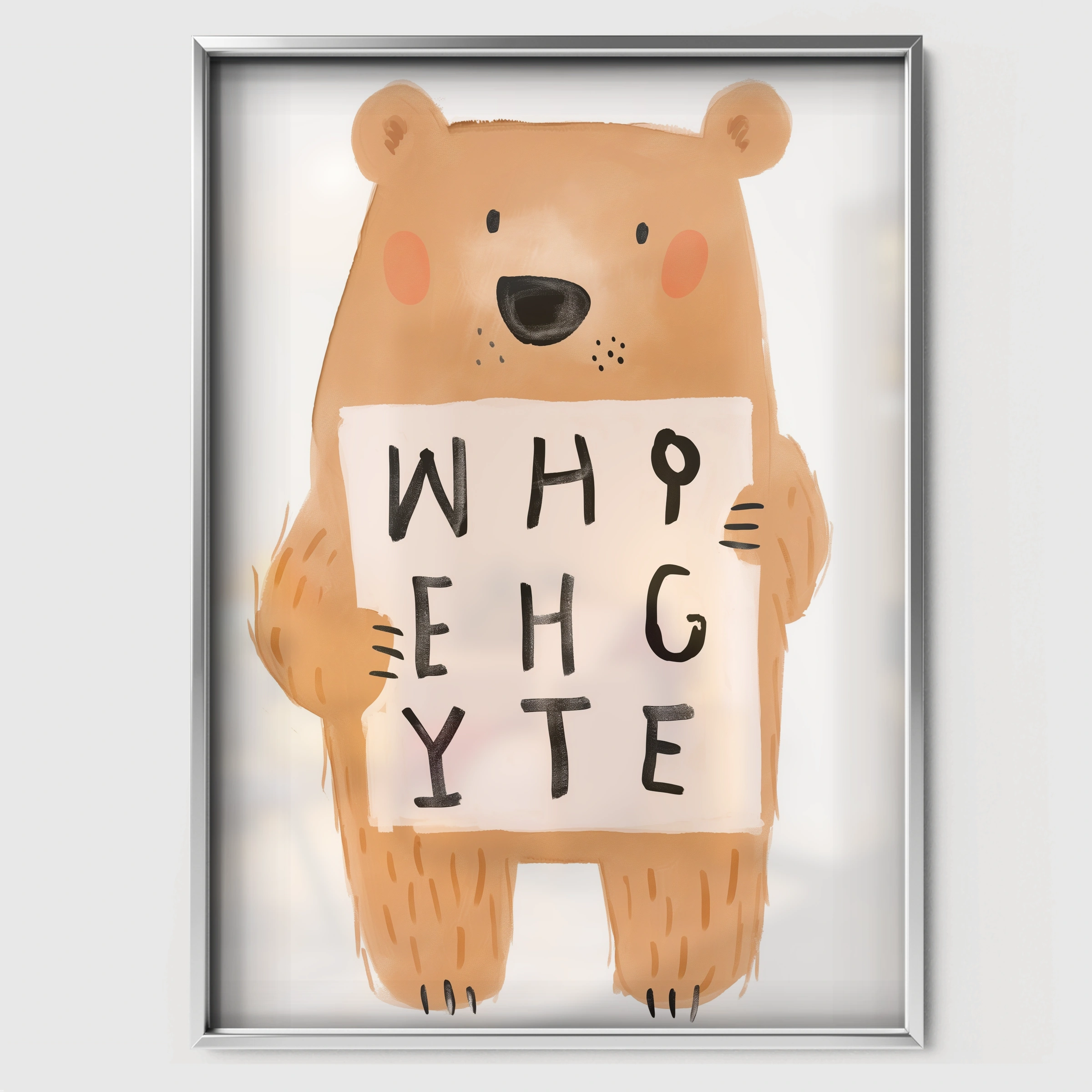 Alphabet Bear Two Nursery Print - white framed nursery wall art print