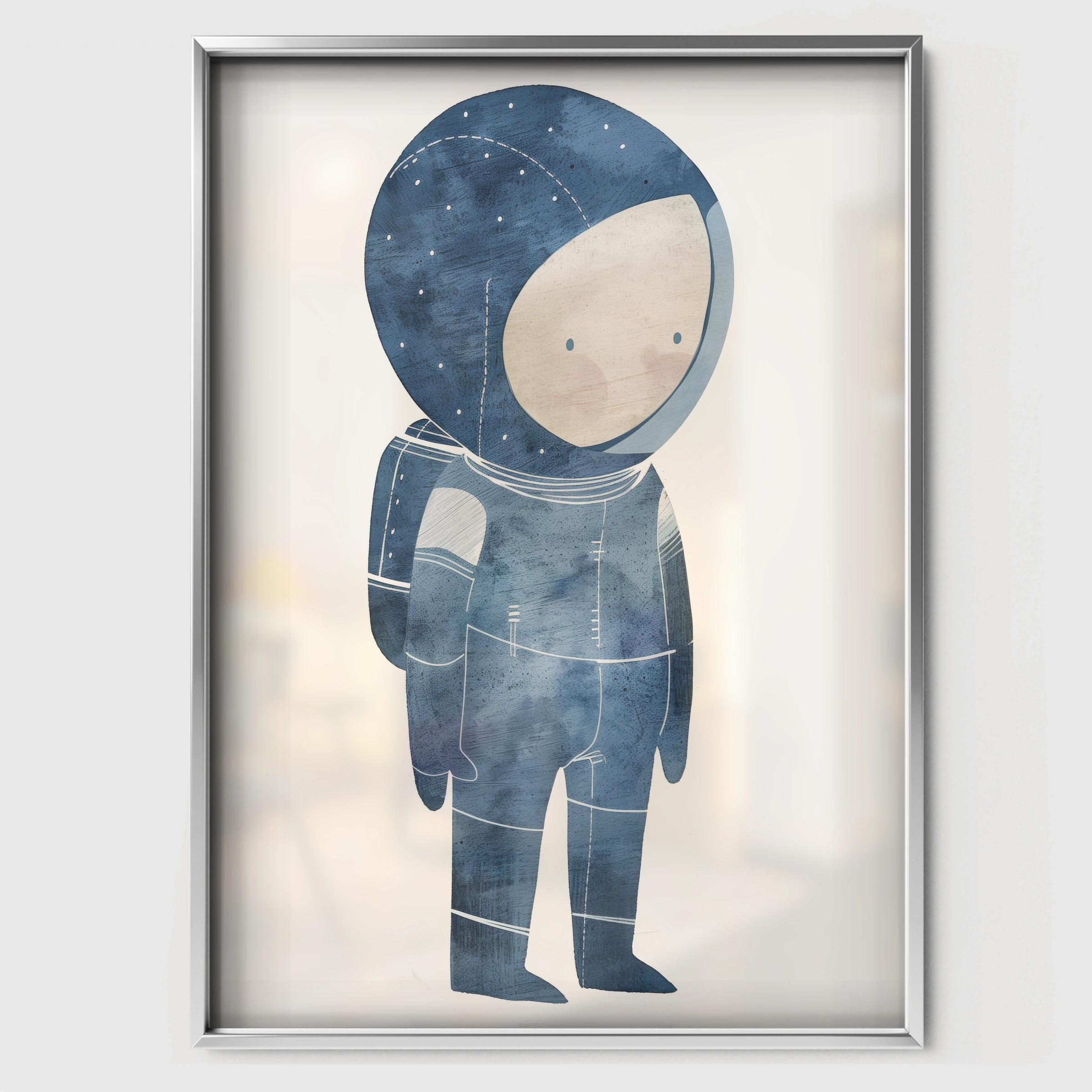 Astronaut Suit Nursery Print - white framed nursery wall art print