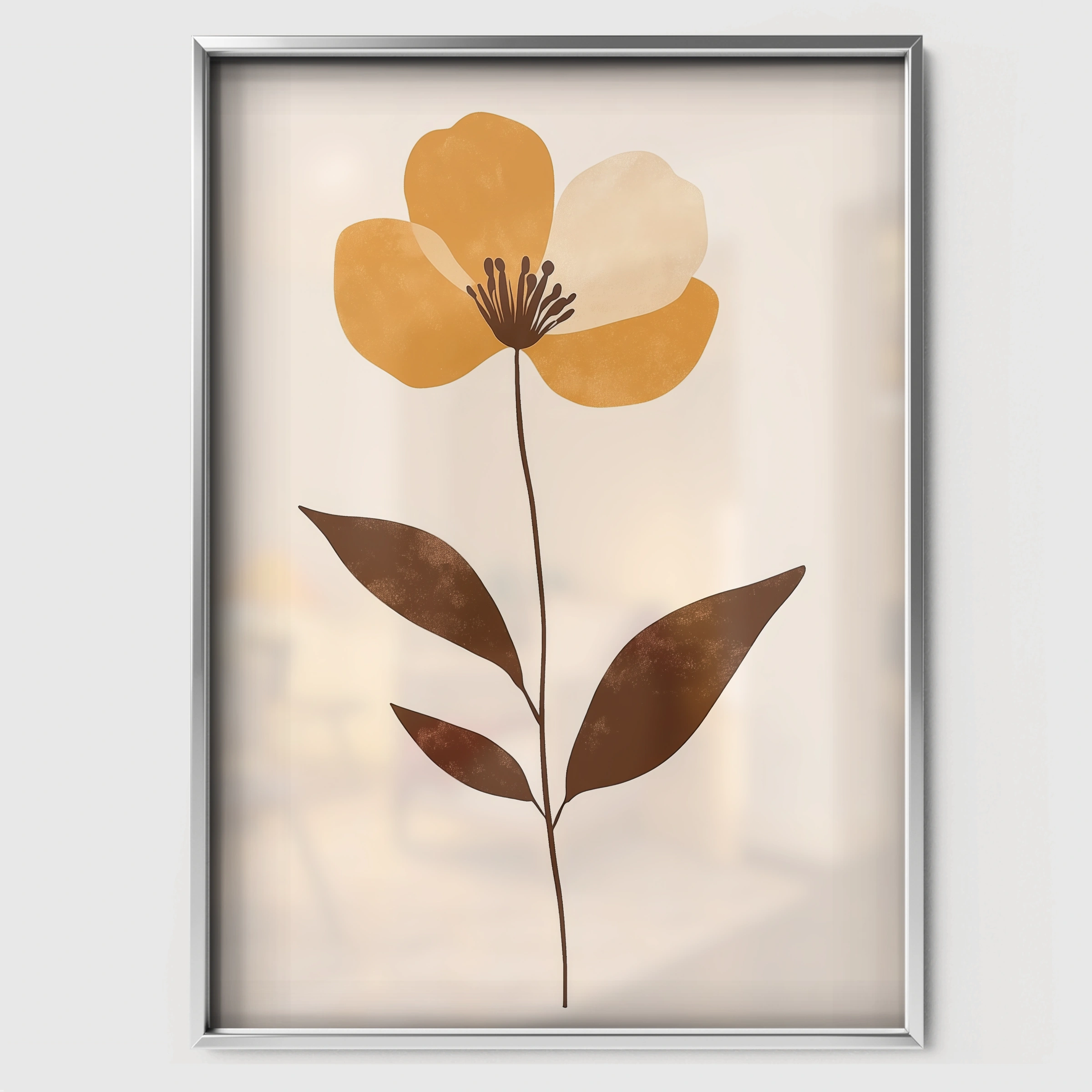 Autumn Flower Nursery Print - white framed nursery wall art print