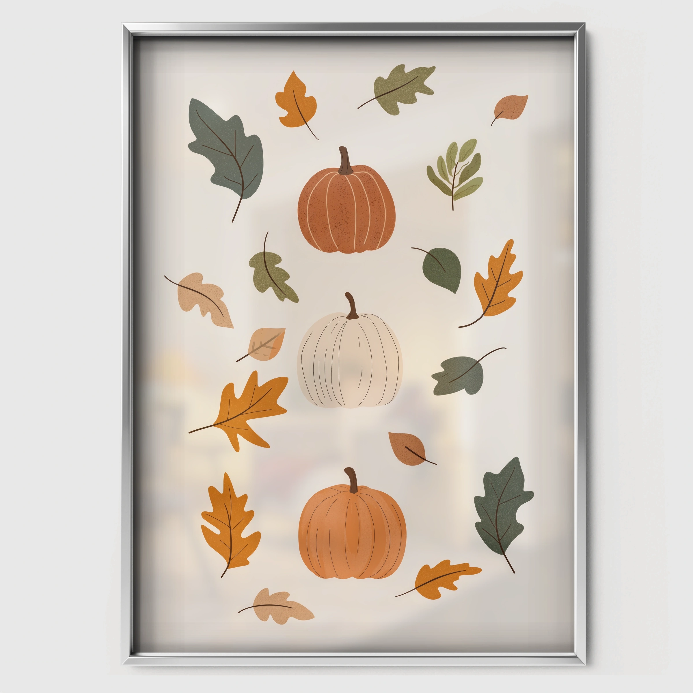 Autumn Pumpkins Nursery Print - white framed nursery wall art print