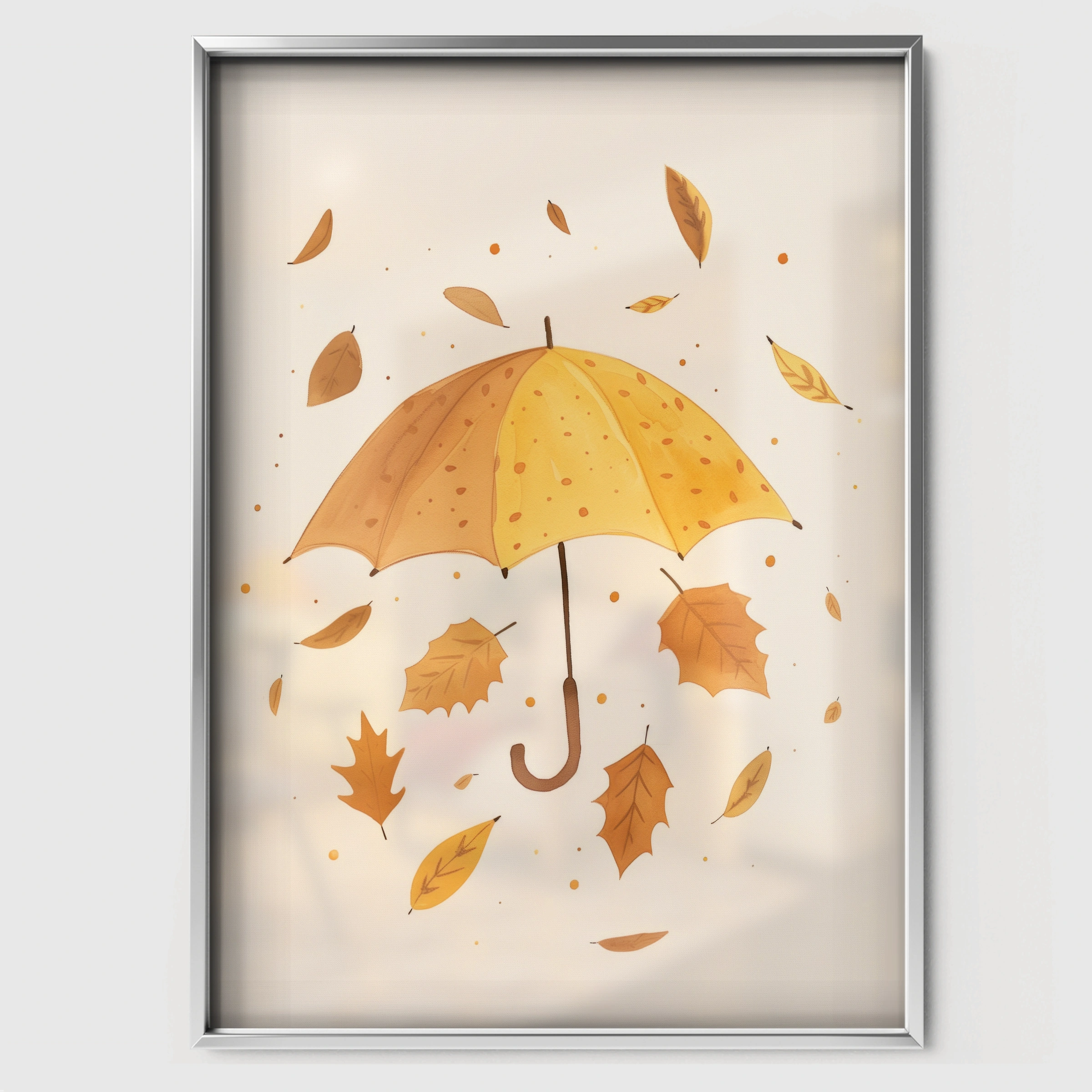 Autumn Umbrella Nursery Print - white framed nursery wall art print