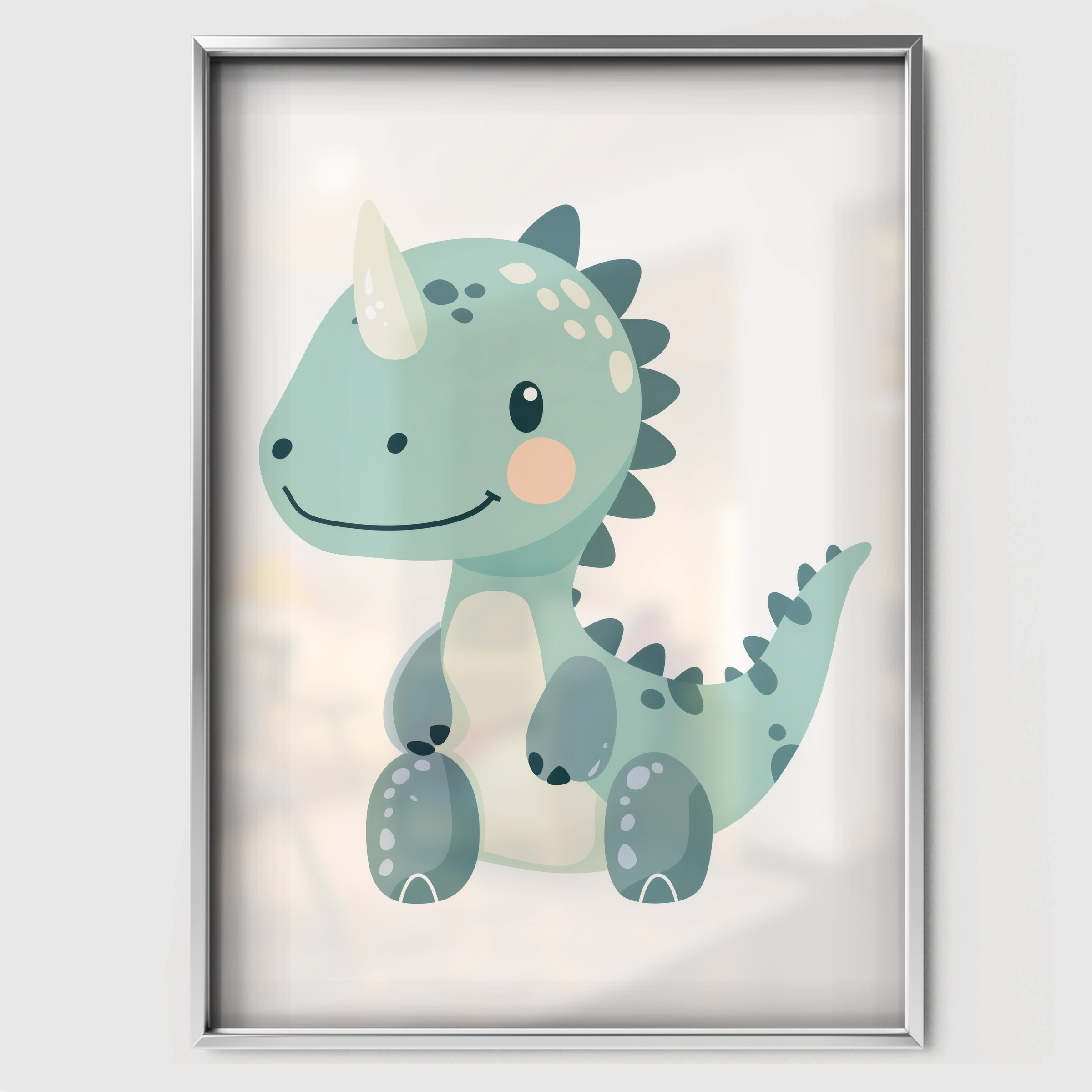 Baby Dino Nursery Print - white framed nursery wall art print