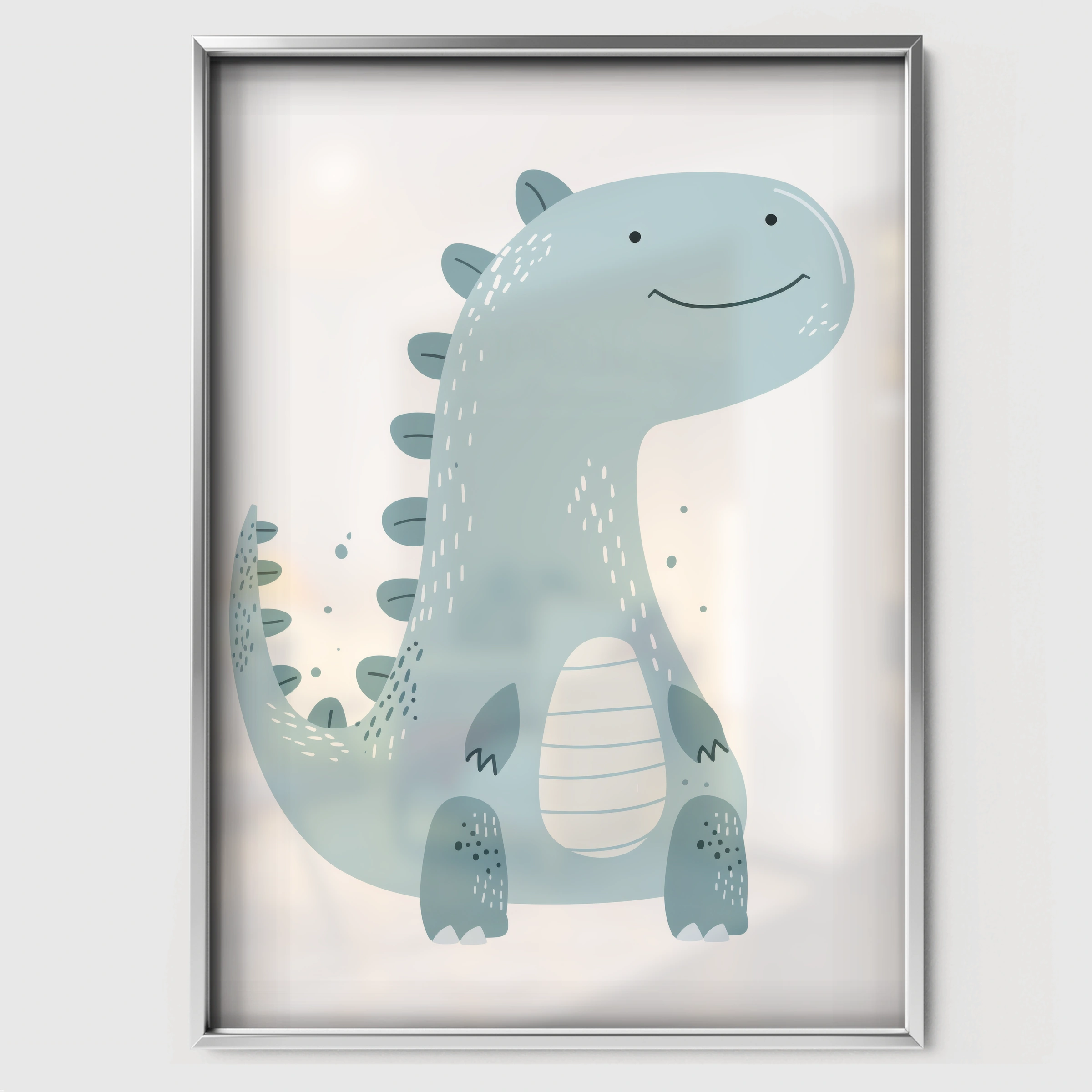 Baby Dinosaur Nursery Print - white framed nursery wall art print