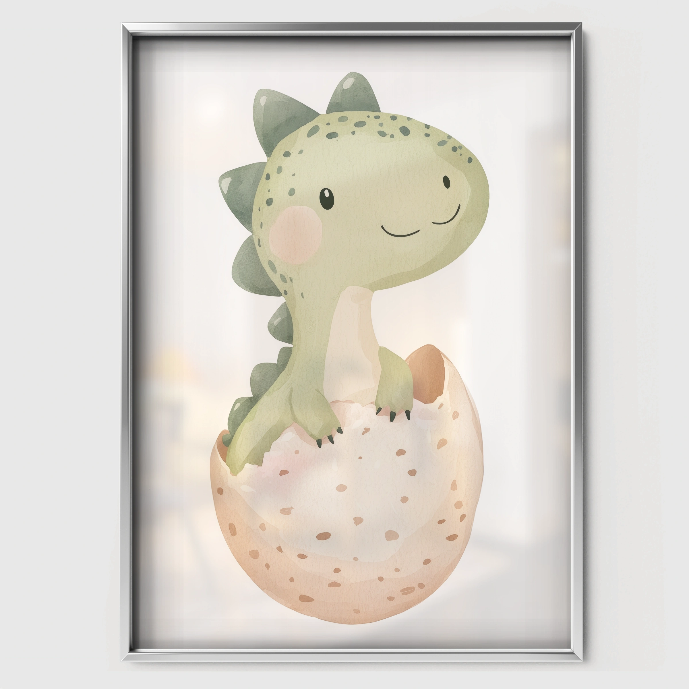 Baby Dragon Hatchling Nursery Print - white framed nursery wall art print