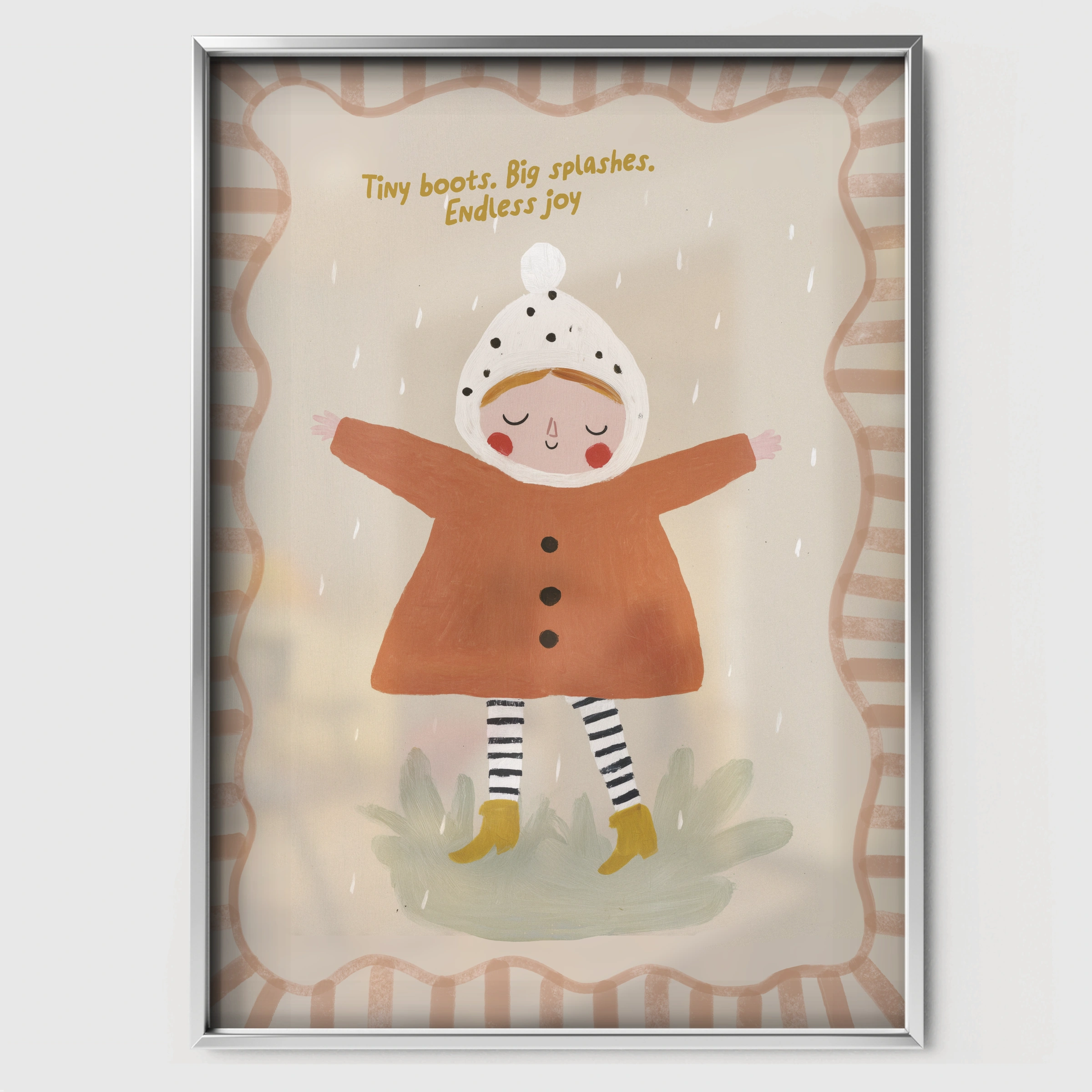 Baby in a Bonnet Nursery Print - white framed nursery wall art print