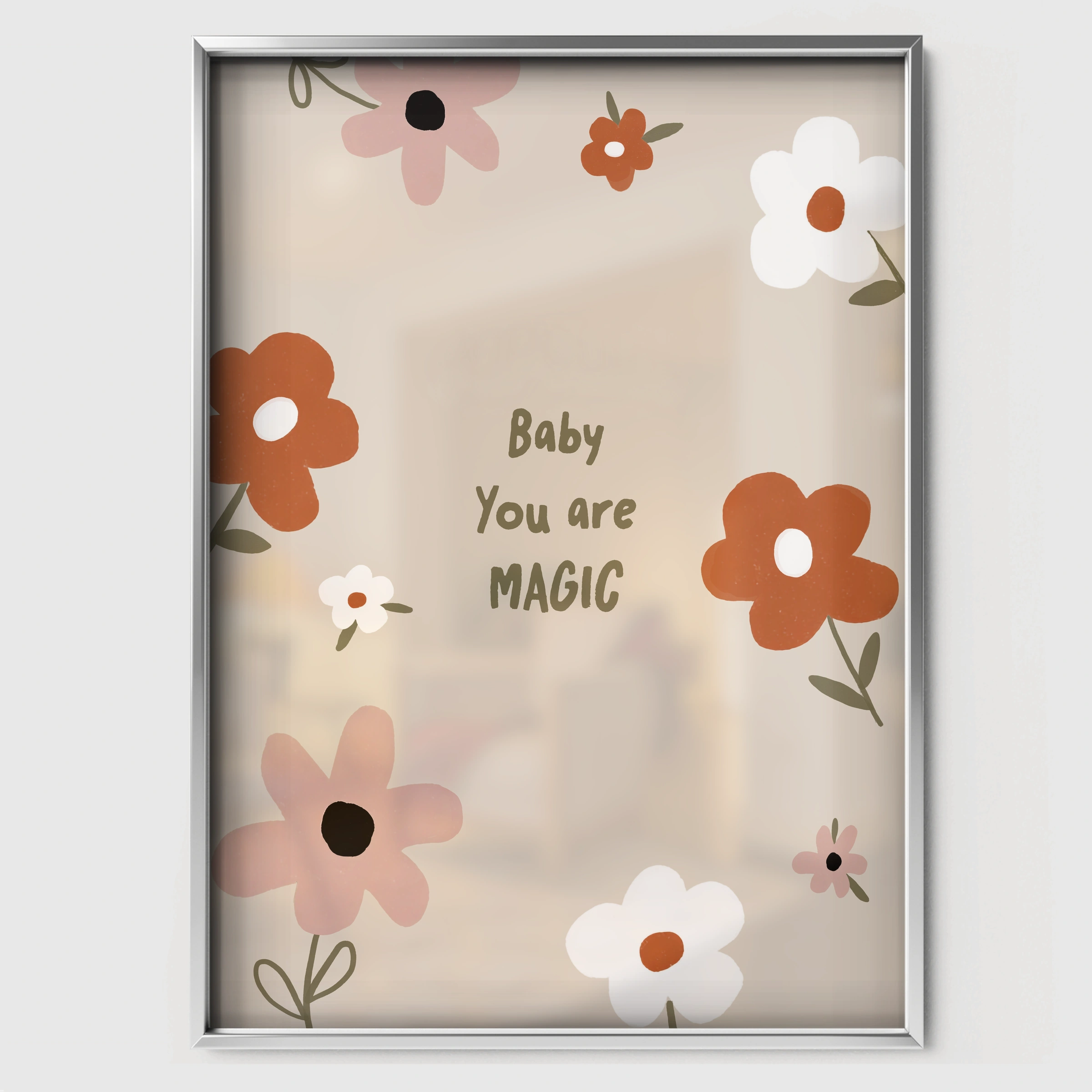 Baby You Are Magic Nursery Print - white framed nursery wall art print