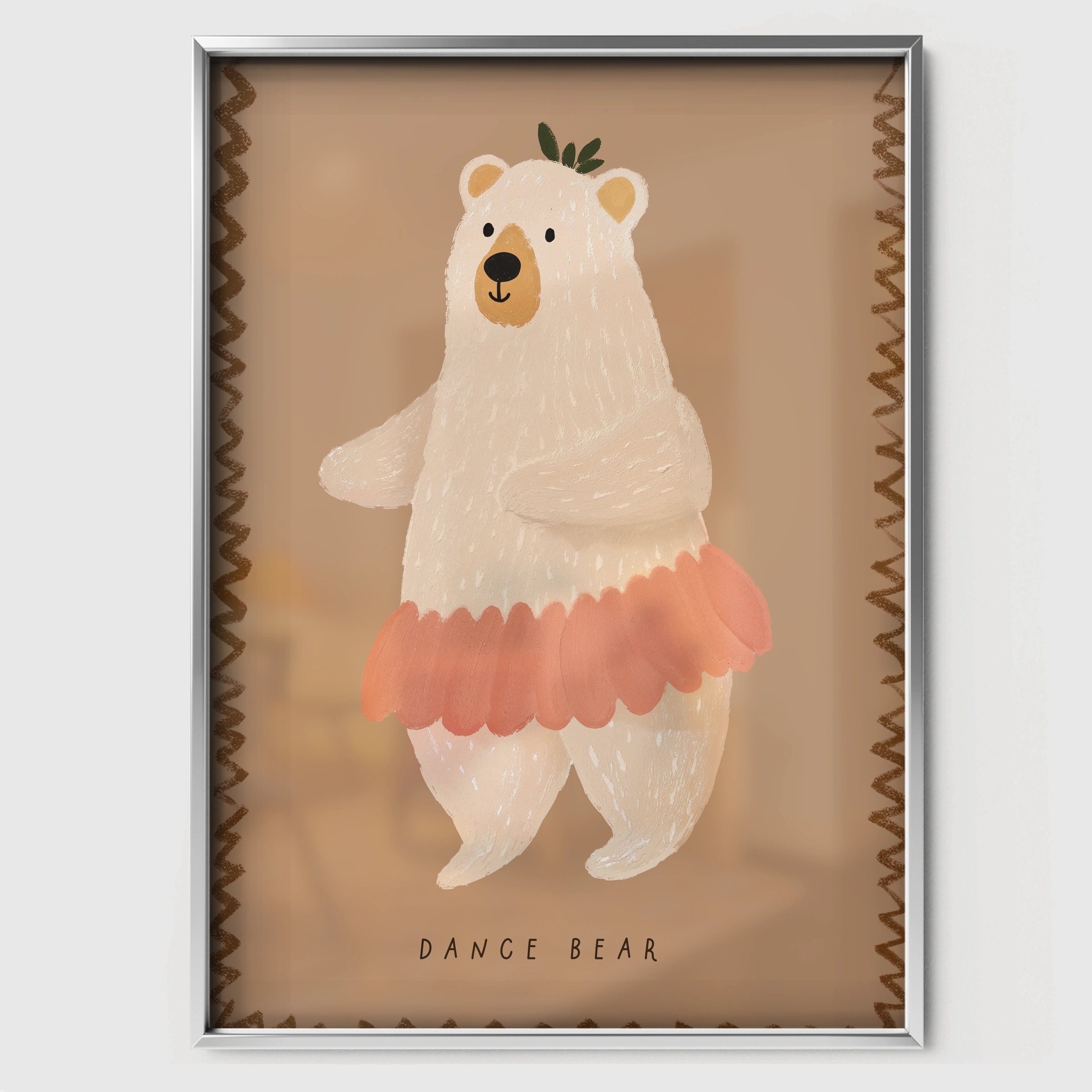 Ballerina Llama Nursery Print - white framed nursery wall art print