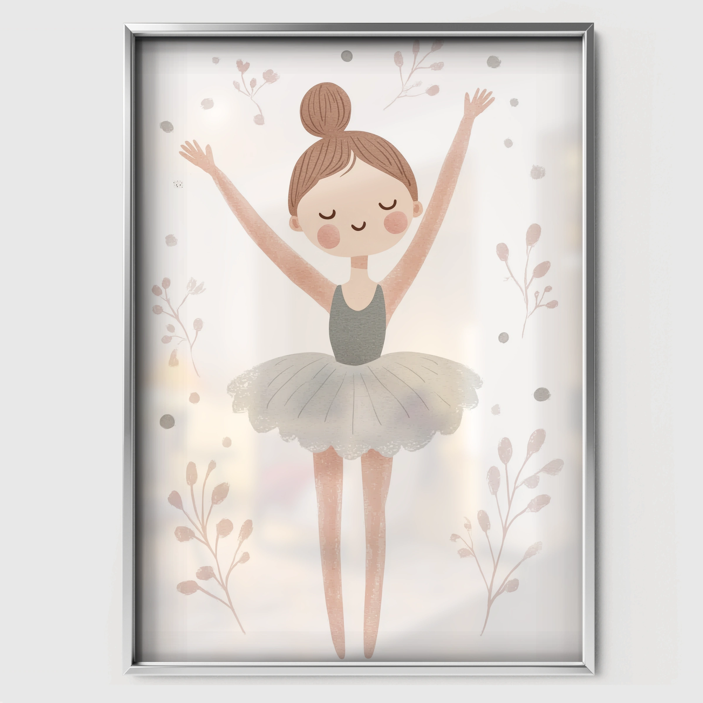 Ballerina Mouse Nursery Print - white framed nursery wall art print