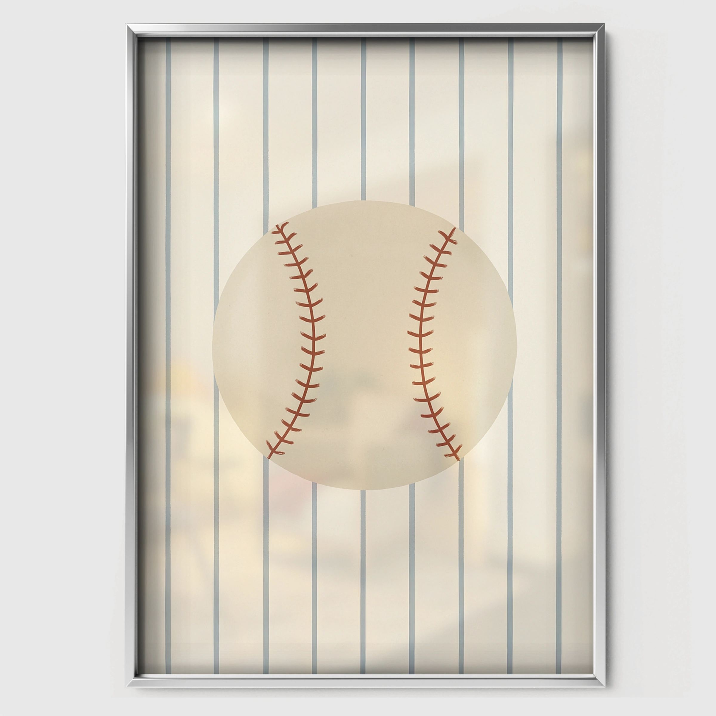 Baseball Ball Nursery Print - white framed nursery wall art print