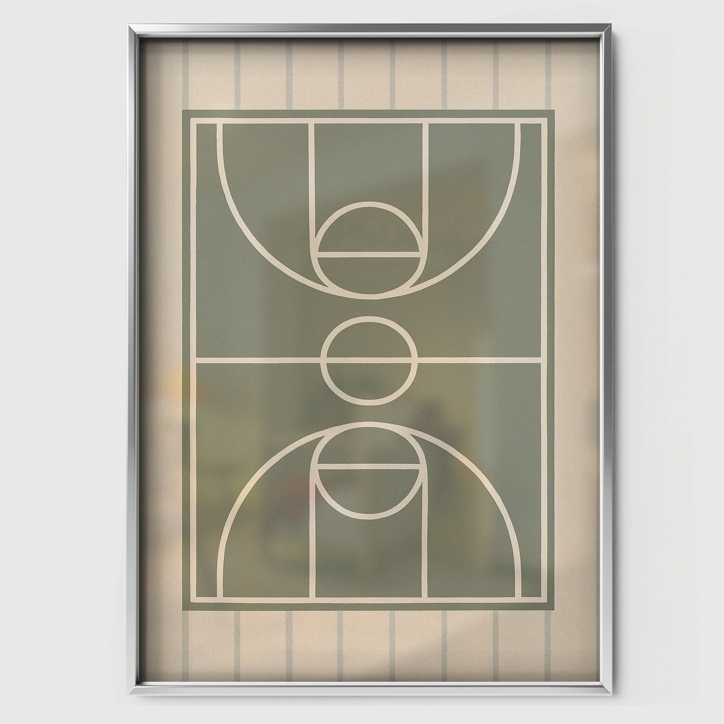 Basketball Court Nursery Print - white framed nursery wall art print