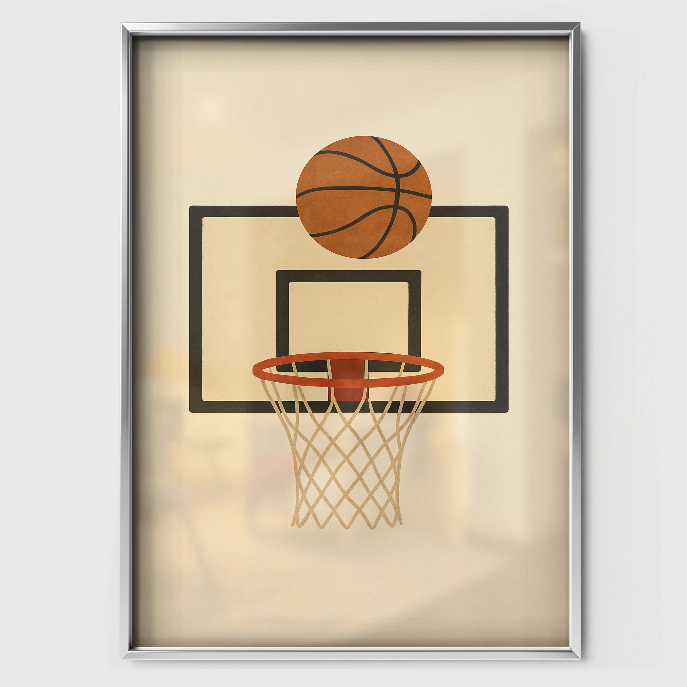Basketball Hoop Two Nursery Print - white framed nursery wall art print