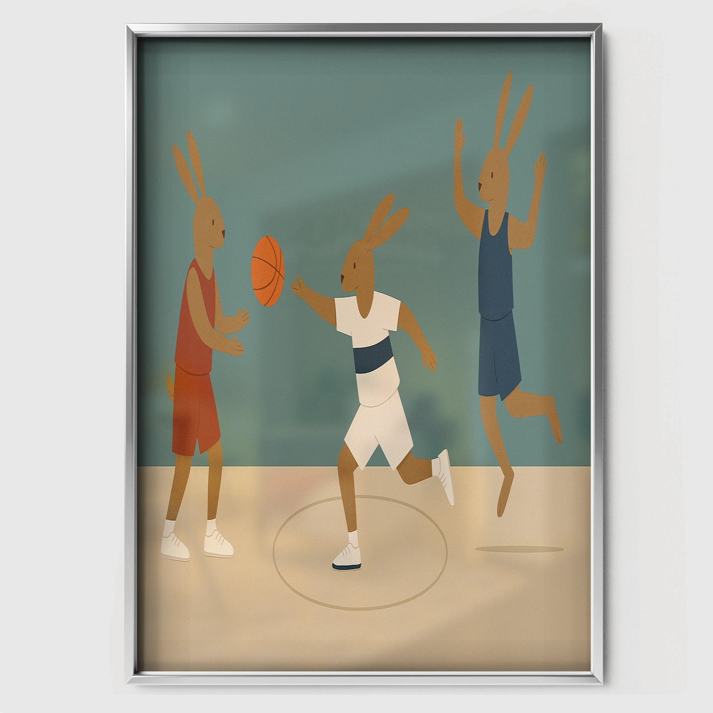 Basketball Players Nursery Print - white framed nursery wall art print