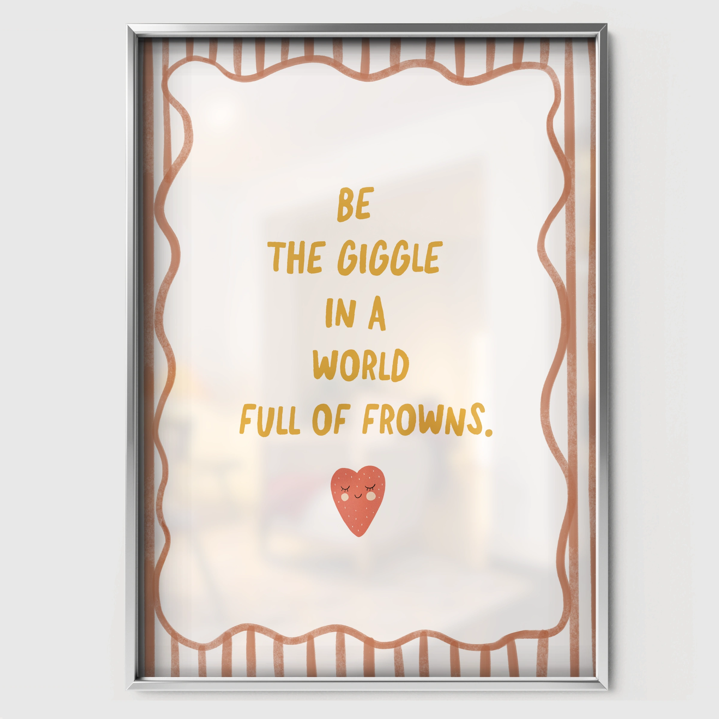 Be The Giggle Terracotta Nursery Print - white framed nursery wall art print