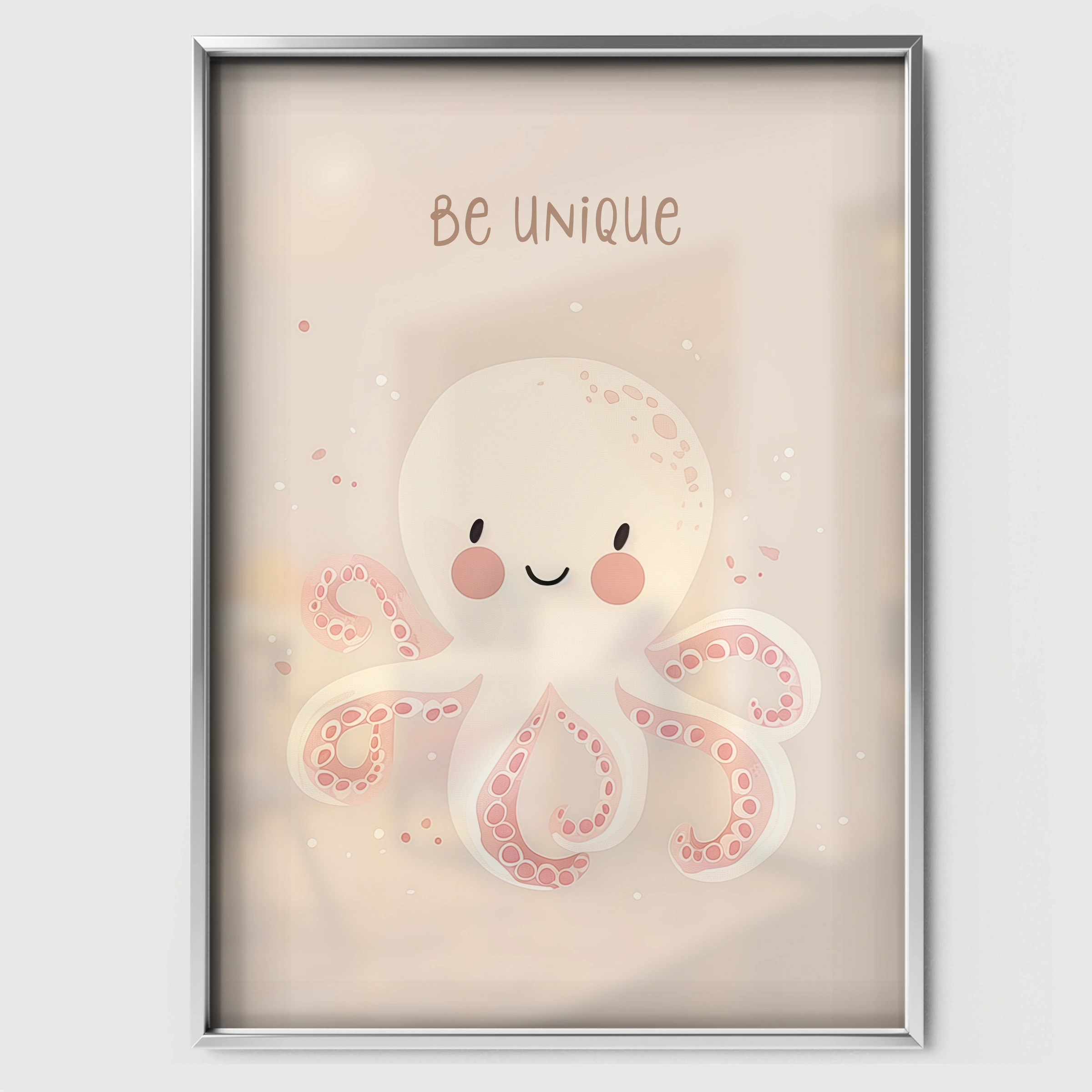 Be Unique Octopus Nursery Print - white framed nursery wall art print